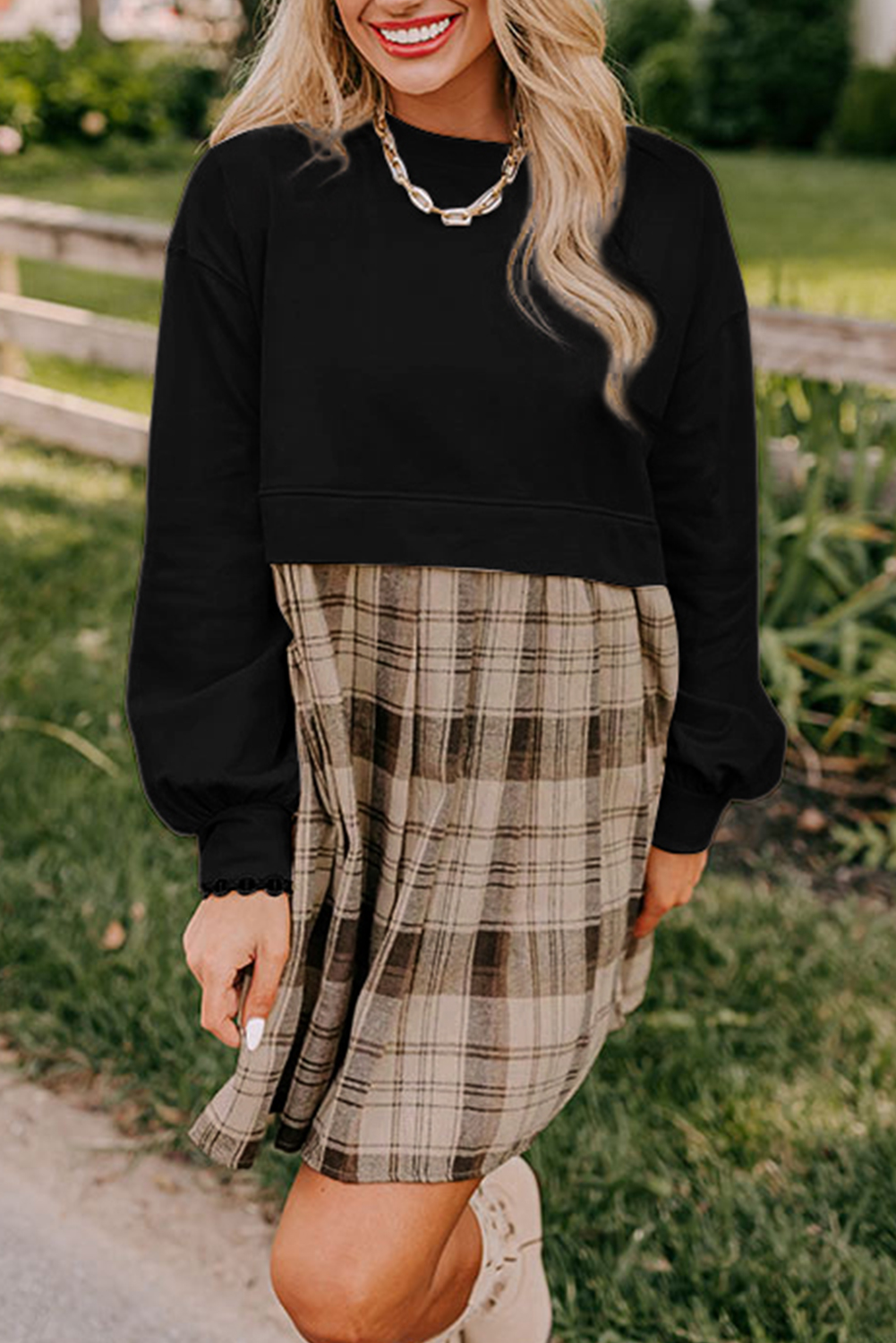 Pale Khaki Sweatshirt Poplin Mini Dress - loveforevers