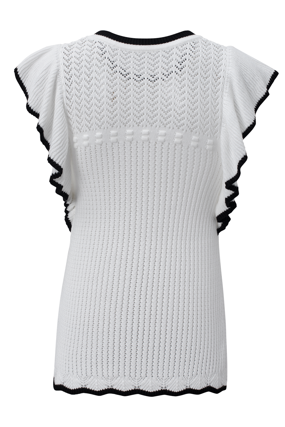 White Crochet Eyelet Flounce Tank Top - loveforevers