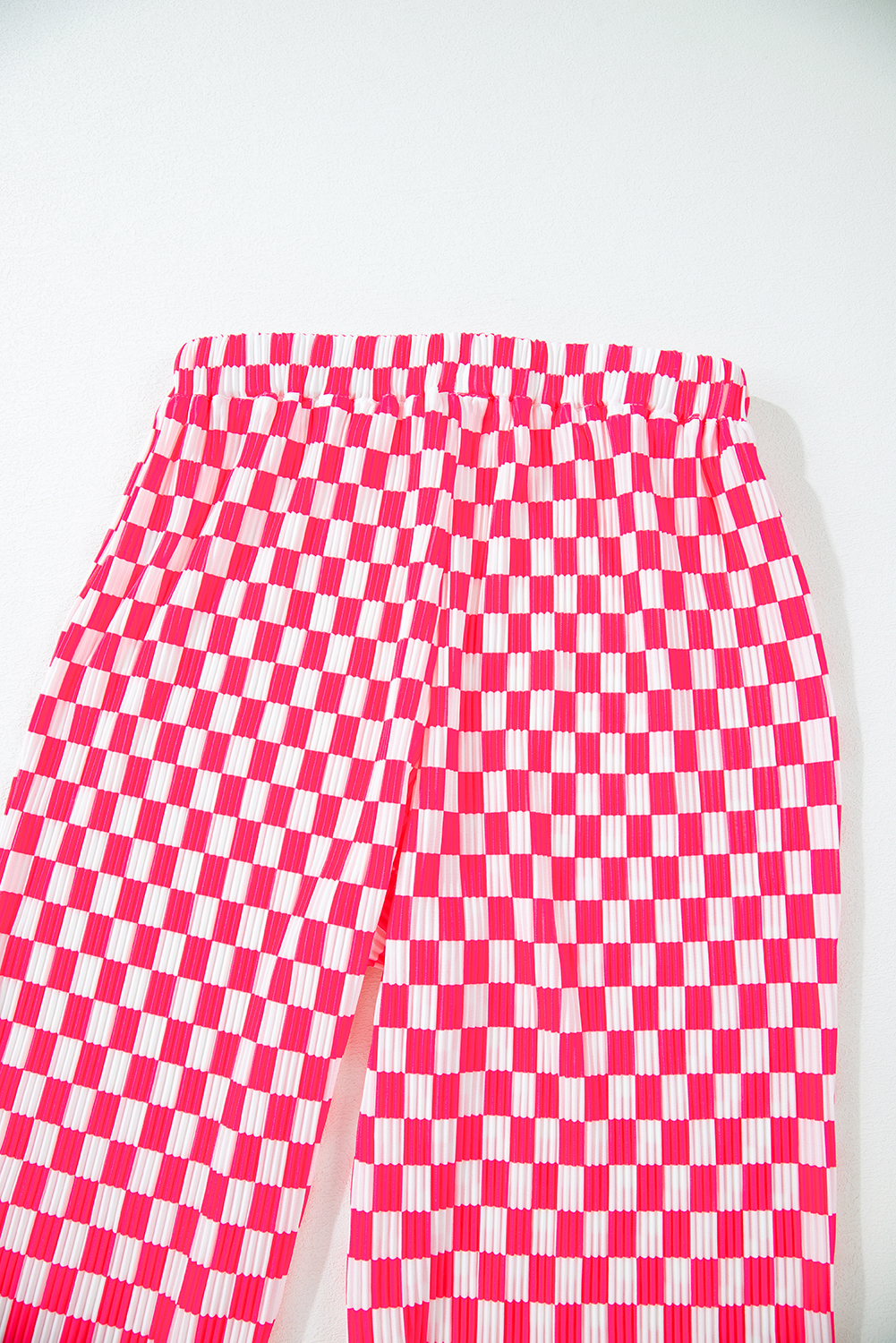 Pink Checkered Buttoned Shirt and High Waist Pants Pajama Set - loveforevers