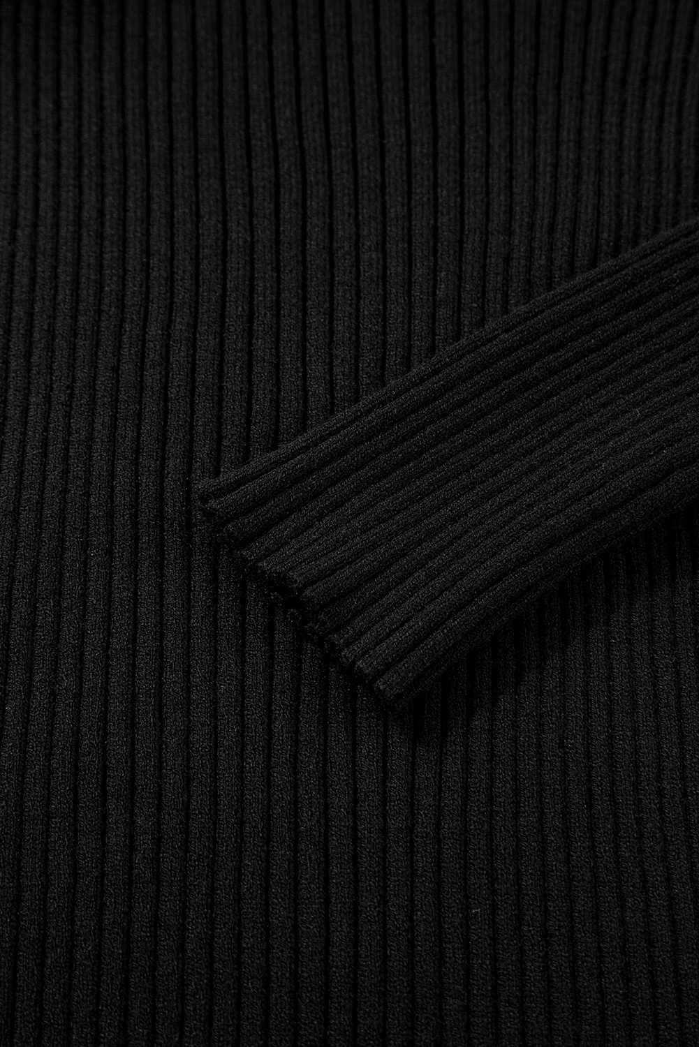 Black Ribbed Knit Cold Shoulder Choker Neck Sweater - loveforevers
