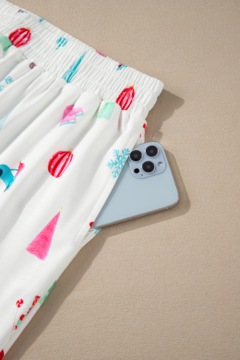 White Christmas Print Lapel Shirt and Pants Sleepwear - loveforevers