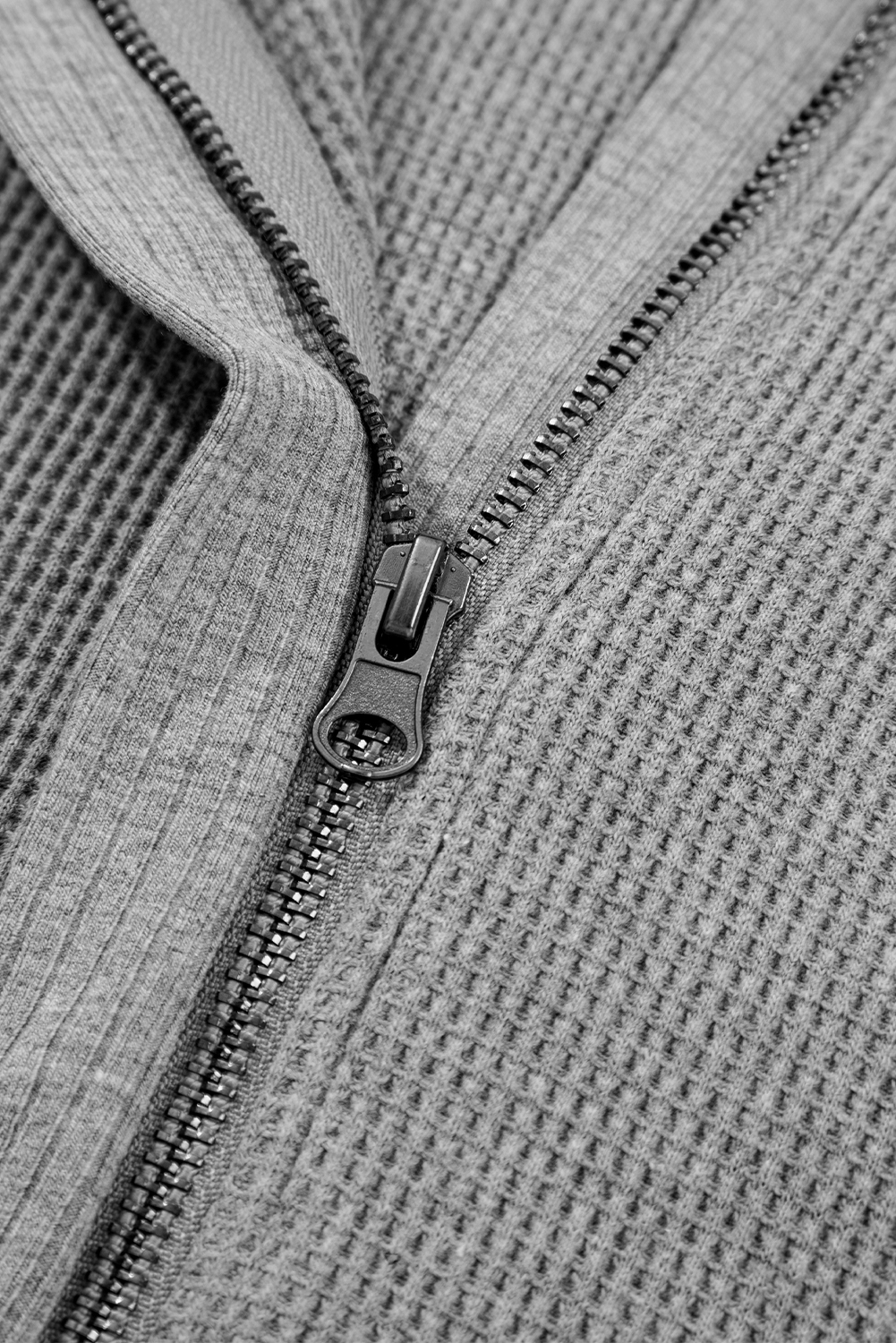 Burgundy Waffle Splicing Zip Up Front Button Hooded Jacket - loveforevers