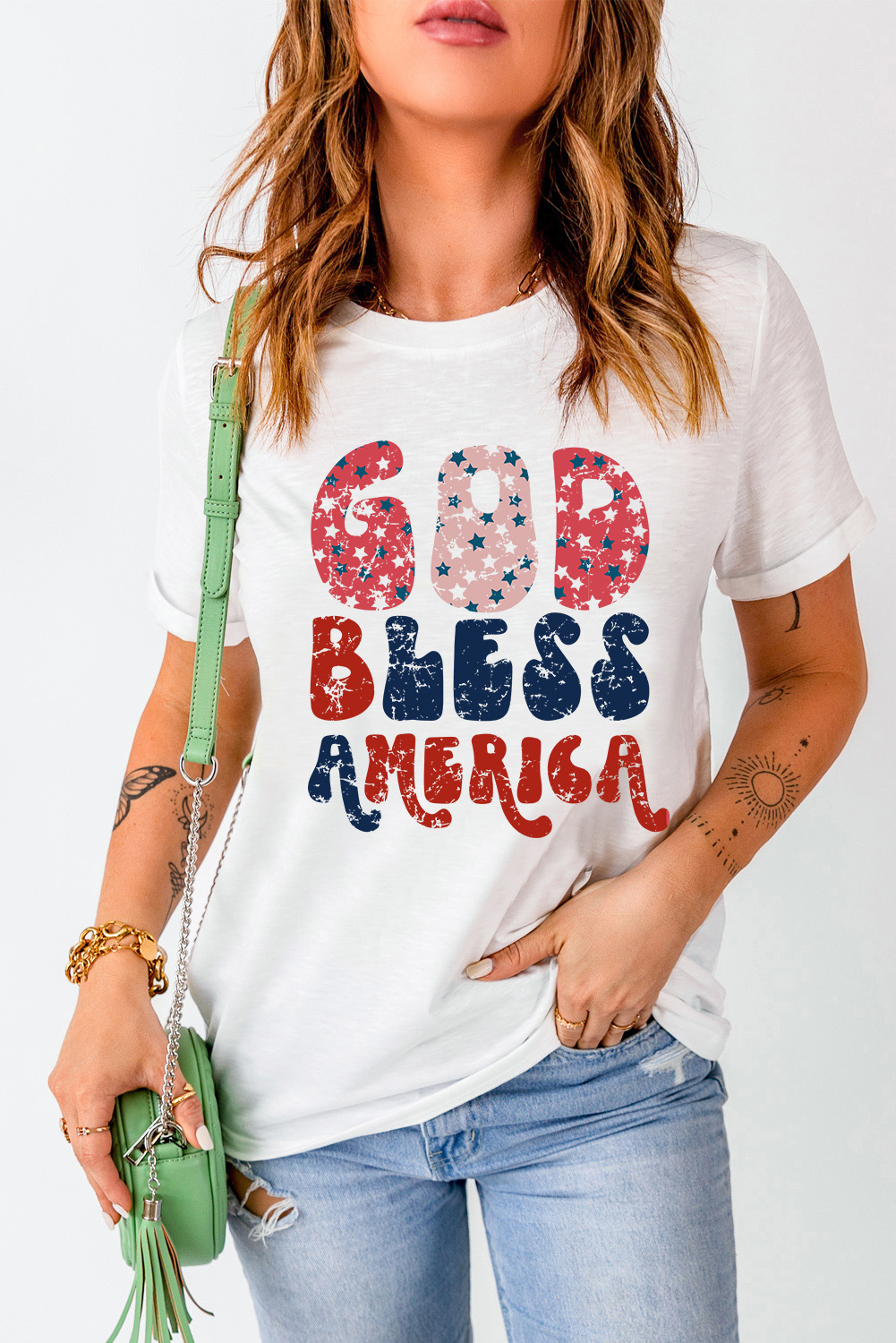 White God Bless America Graphic Tee - loveforevers