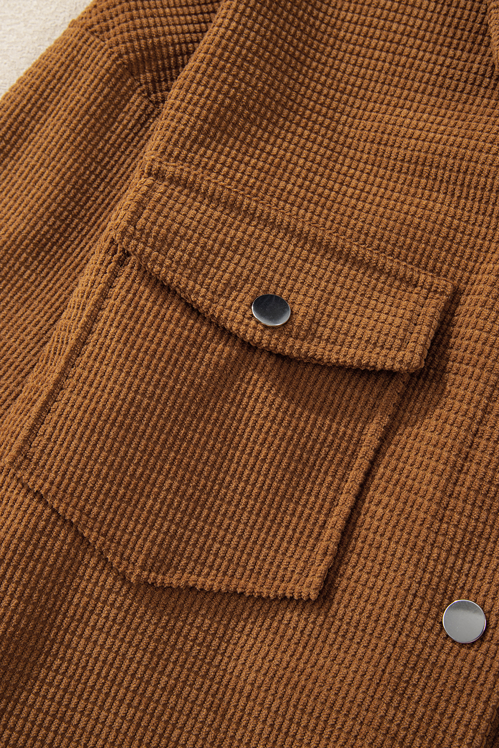 Brown Textured Flap Pocket Drop Shoulder Shacket - loveforevers