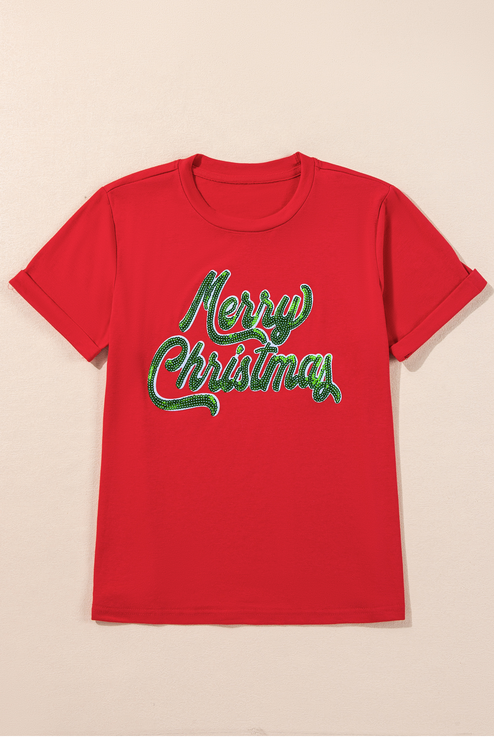 Red Merry Christmas Graphic Crewneck T Shirt - loveforevers