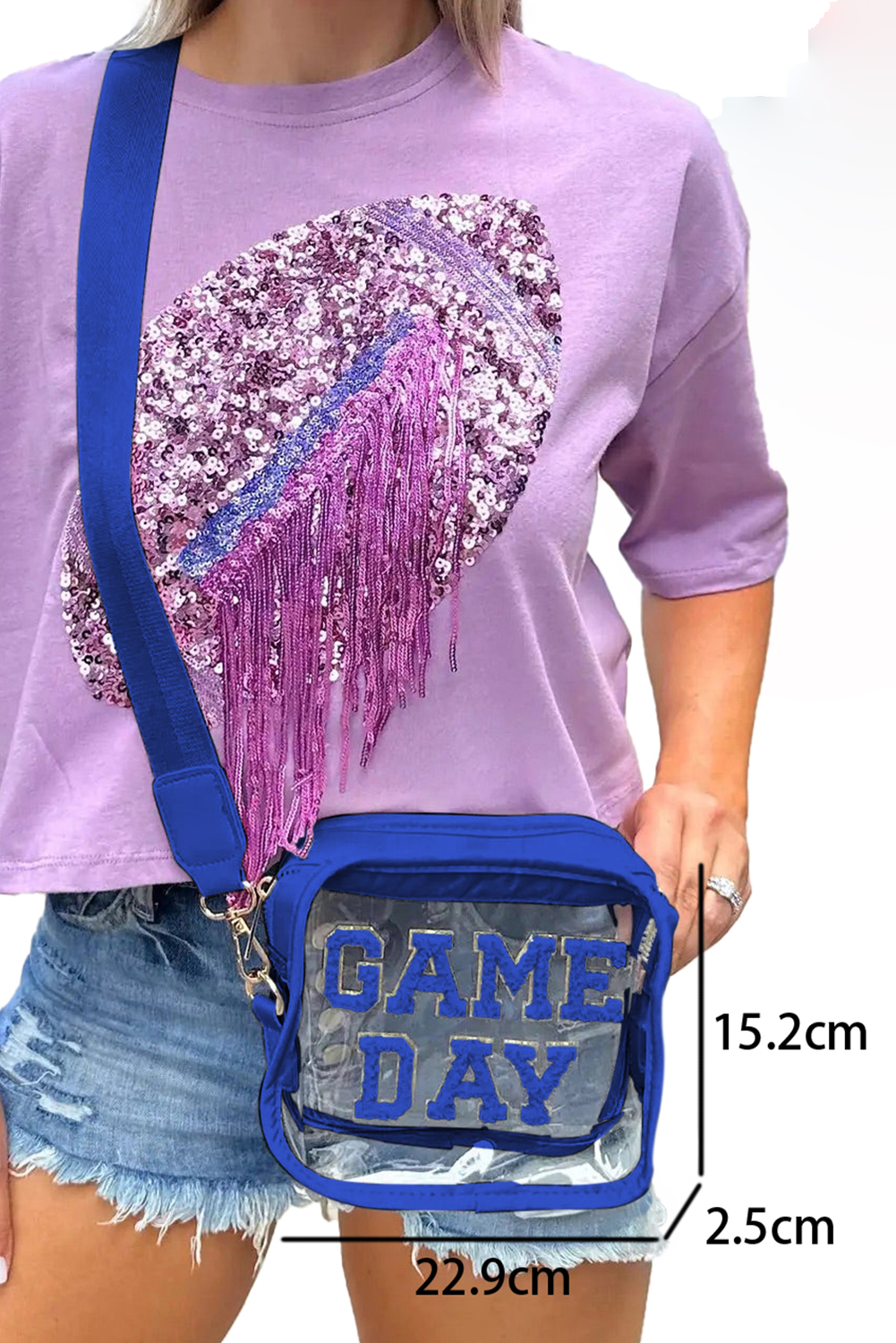 Black GAME DAY Rugby Football Clear Shoulder Bag - loveforevers