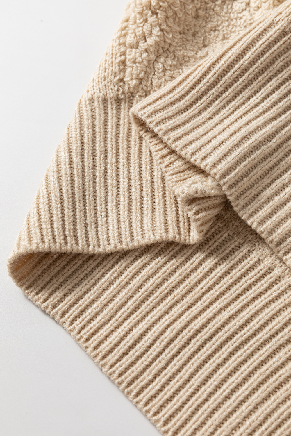Parchment Checkered Sherpa Crew Neck Loose Sweater - loveforevers