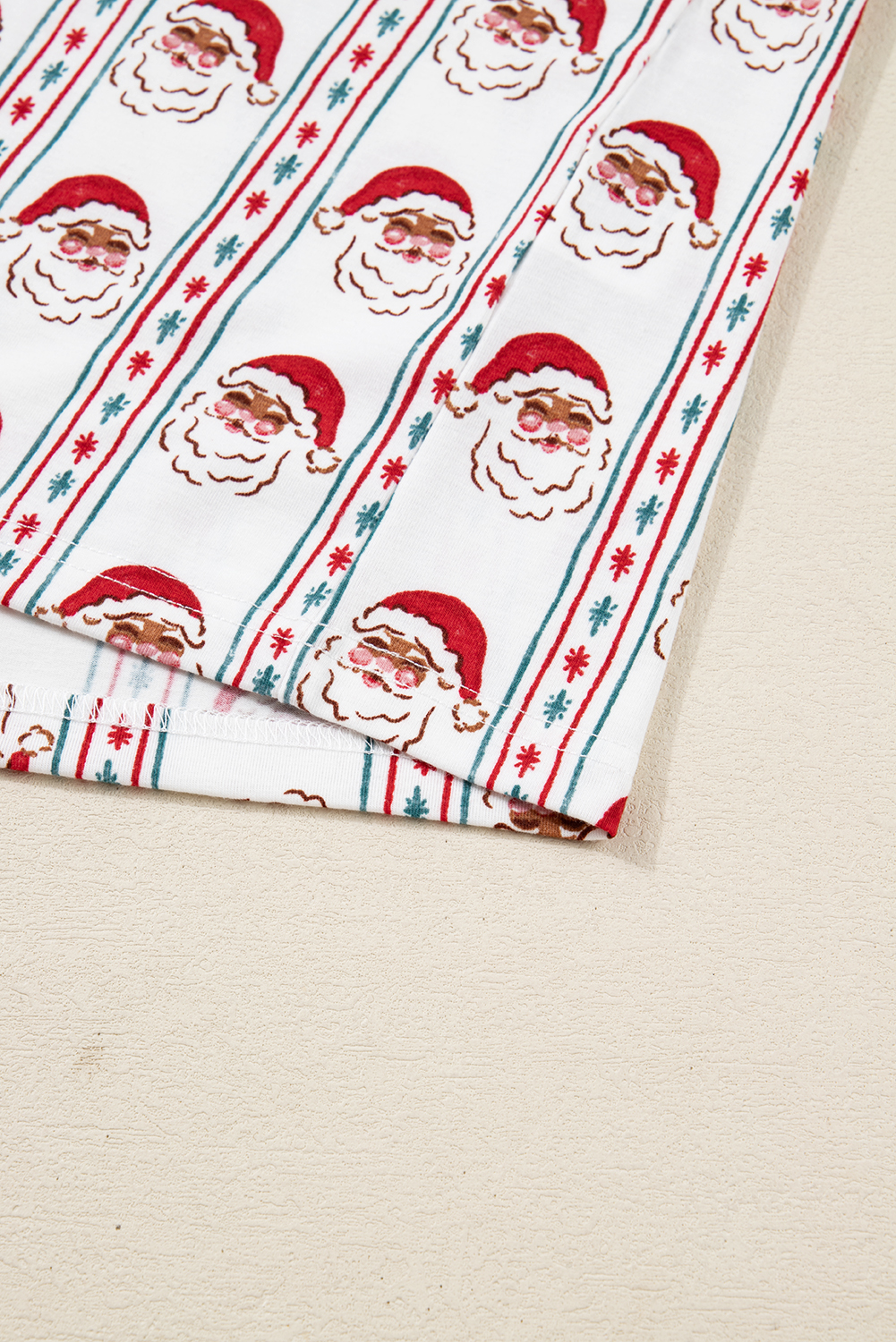 White Father Christmas Striped Print Contrast Drawstring Lounge Pant Set - loveforevers