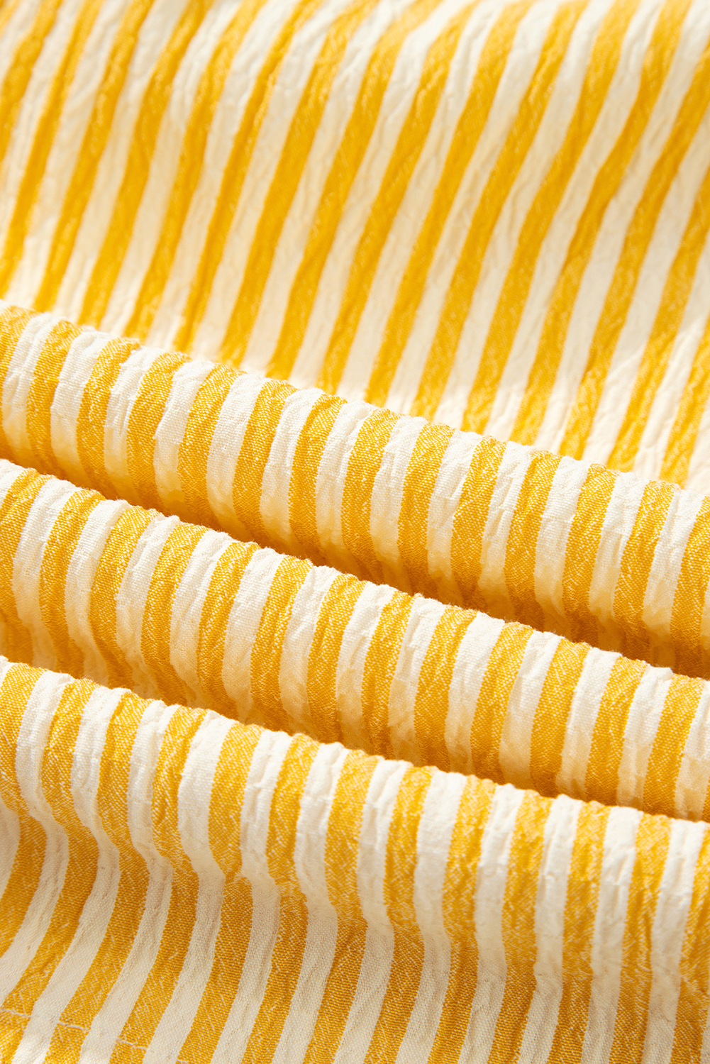 Yellow Stripe Shoulder Tie Smocked Back Wide Leg Casual Romper - loveforevers