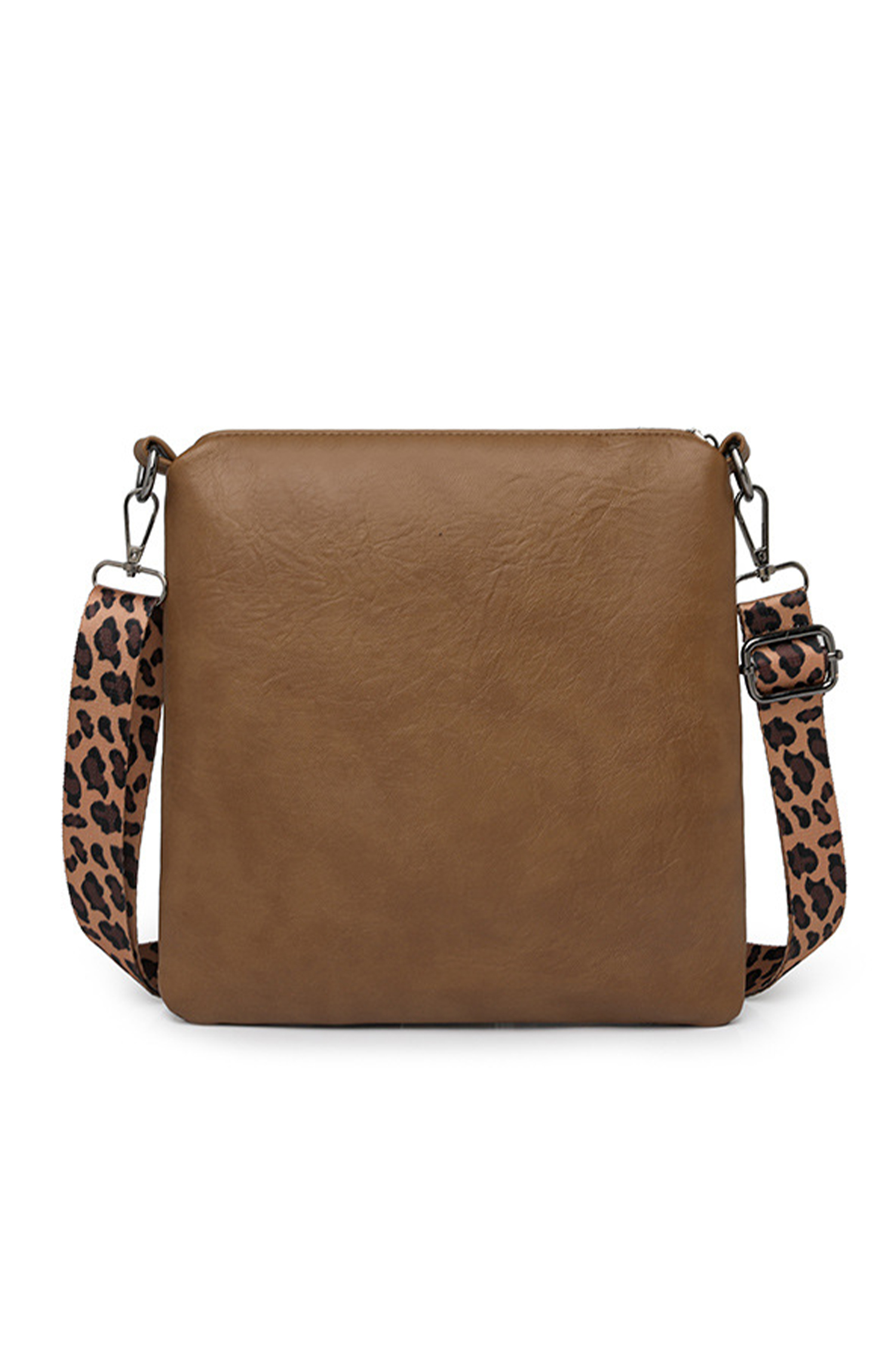 Coffee Leopard Contrast PU Leather Single Shoulder Mini Bag - loveforevers