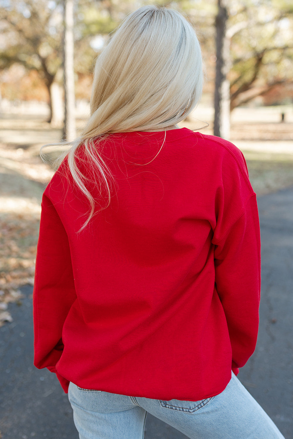 Red Merry Christmas Crewneck Drop Shoulder Loose Sweatshirt - loveforevers