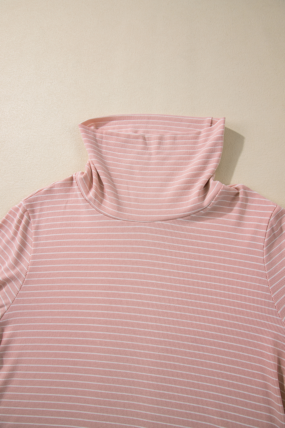 Pink Stripe Cowl Neck Side Slits Loose Fit Long Sleeve Top - loveforevers