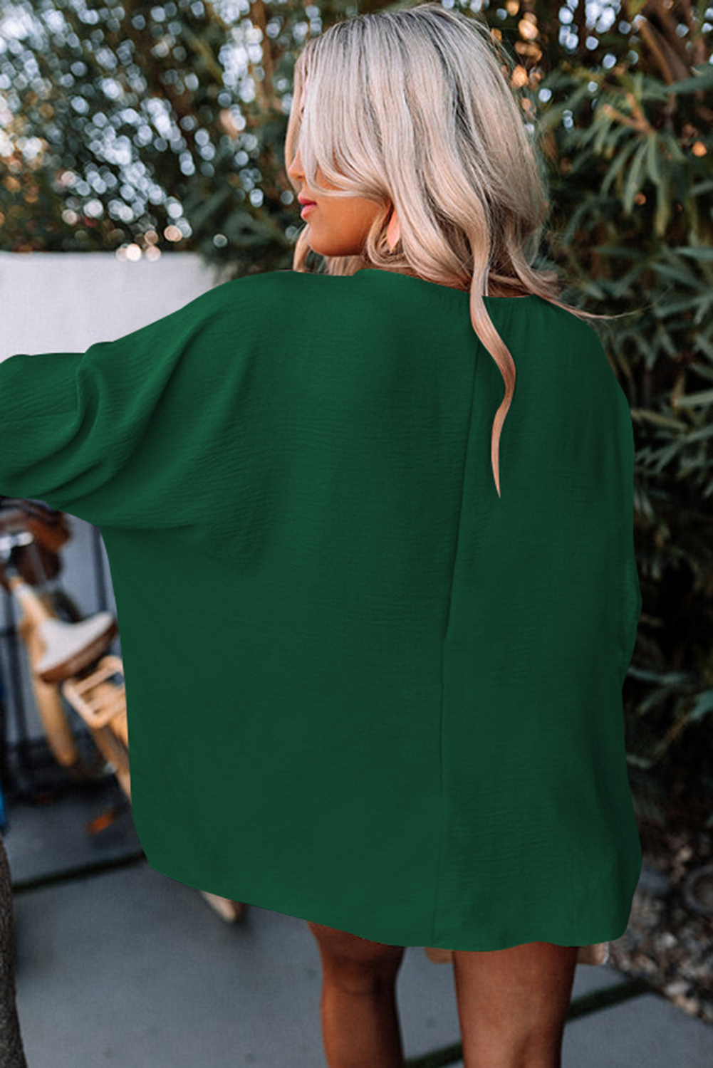 Green Smocked Wrist Shift Top - loveforevers