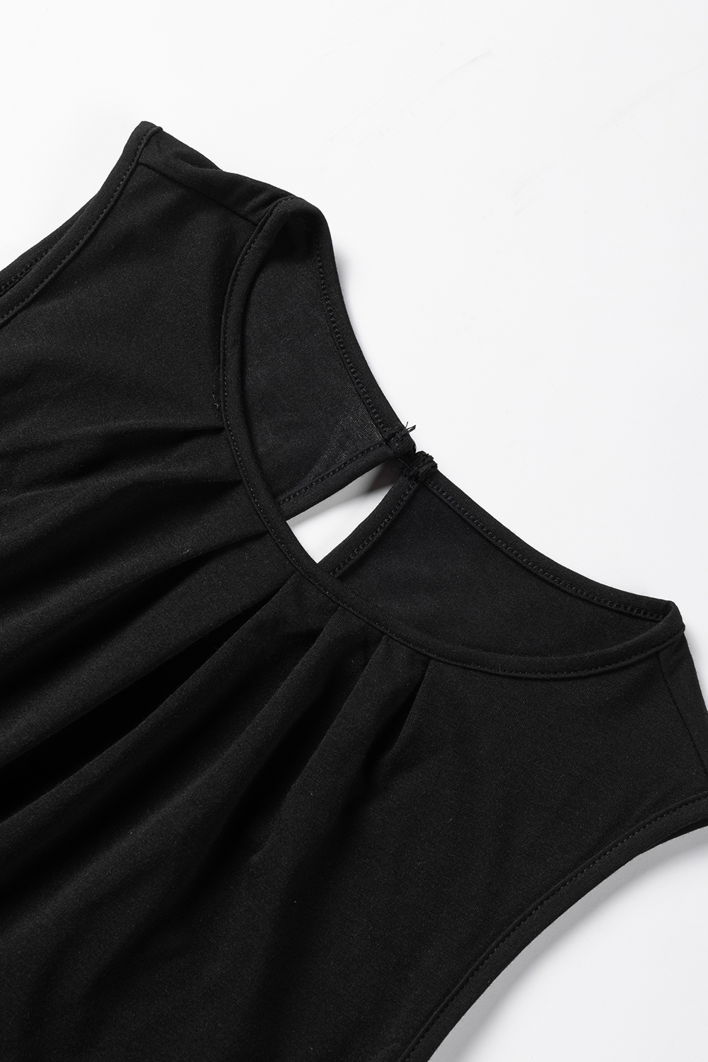 Gray Pleated Round Neck Sleeveless Top - loveforevers