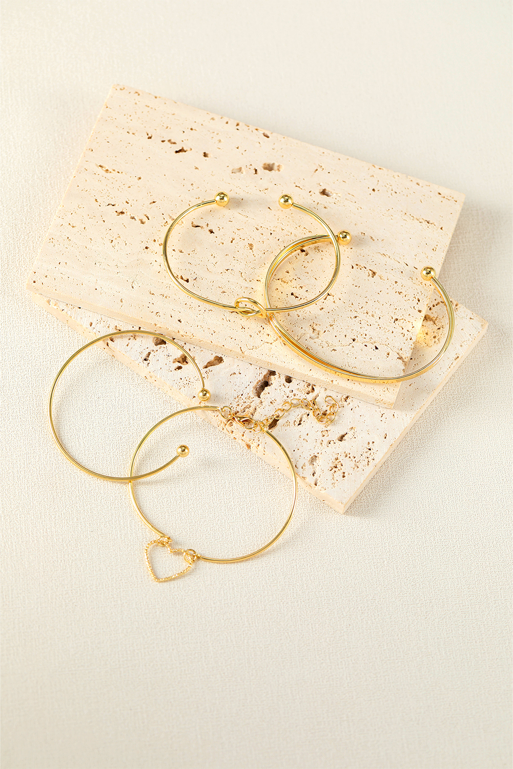 Gold Love Geometric Cross Plated Bracelet 4-piece Set - loveforevers