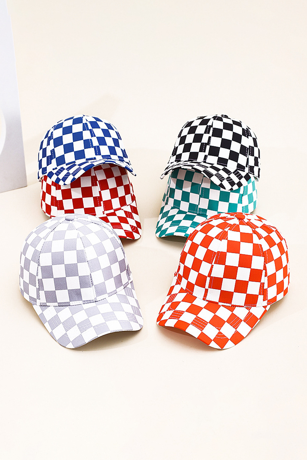 Black 1pc Checkered Pattern Stitch Detail Baseball Cap - loveforevers