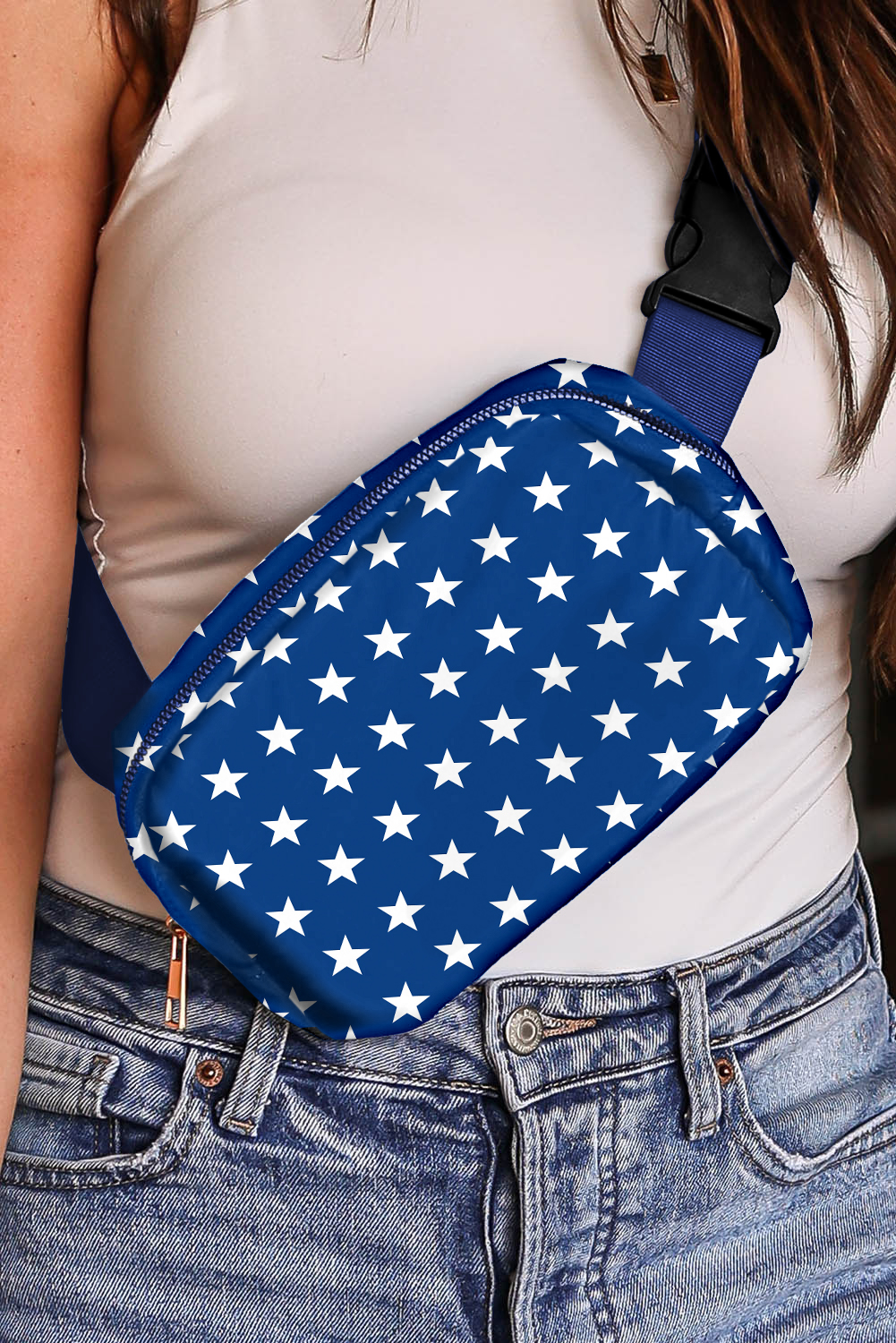 Bluing Independent Day Flag Star Printed Crossbody Bag - loveforevers