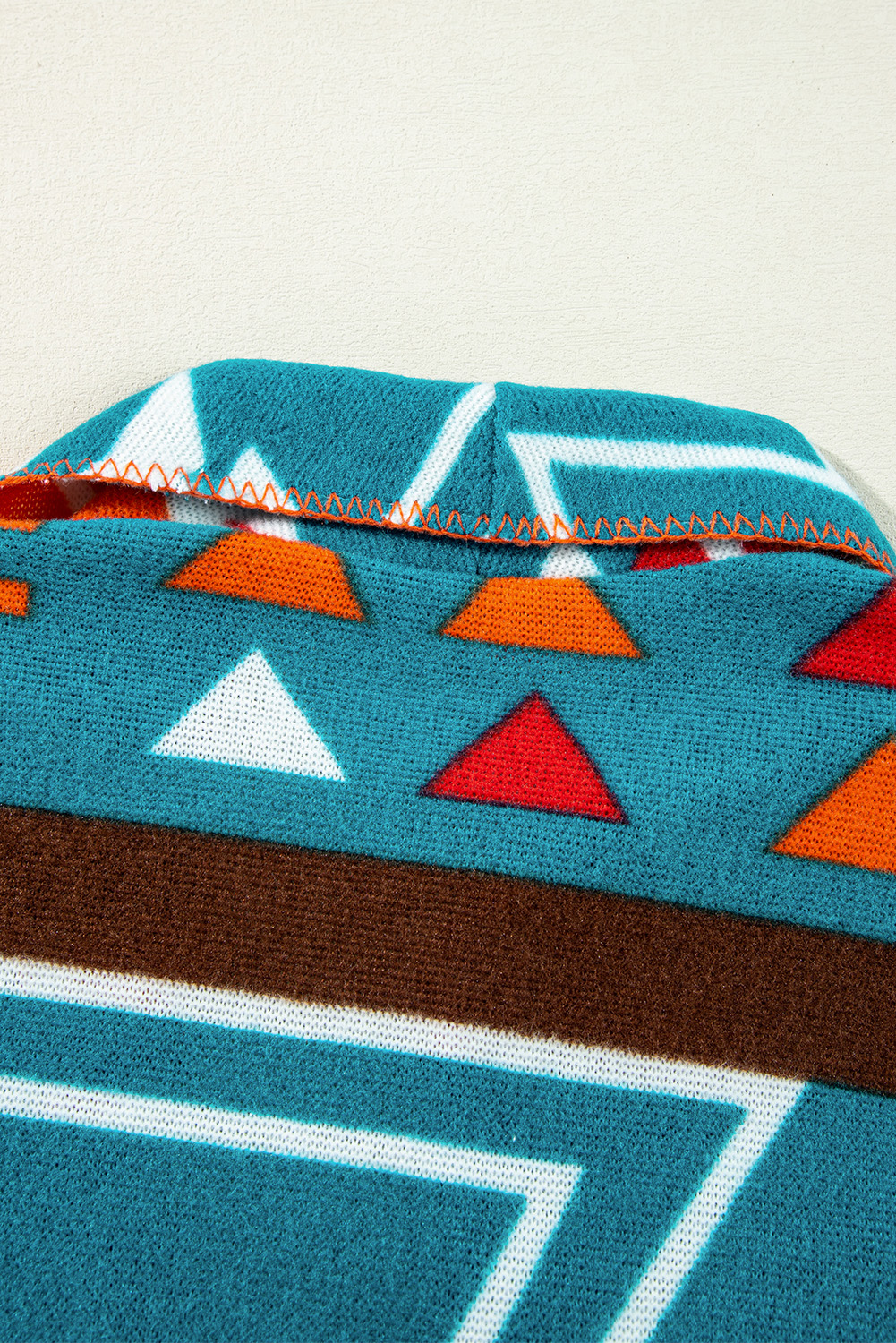 Sky Blue Aztec Printed Lapel Bell Sleeve Jacket - loveforevers