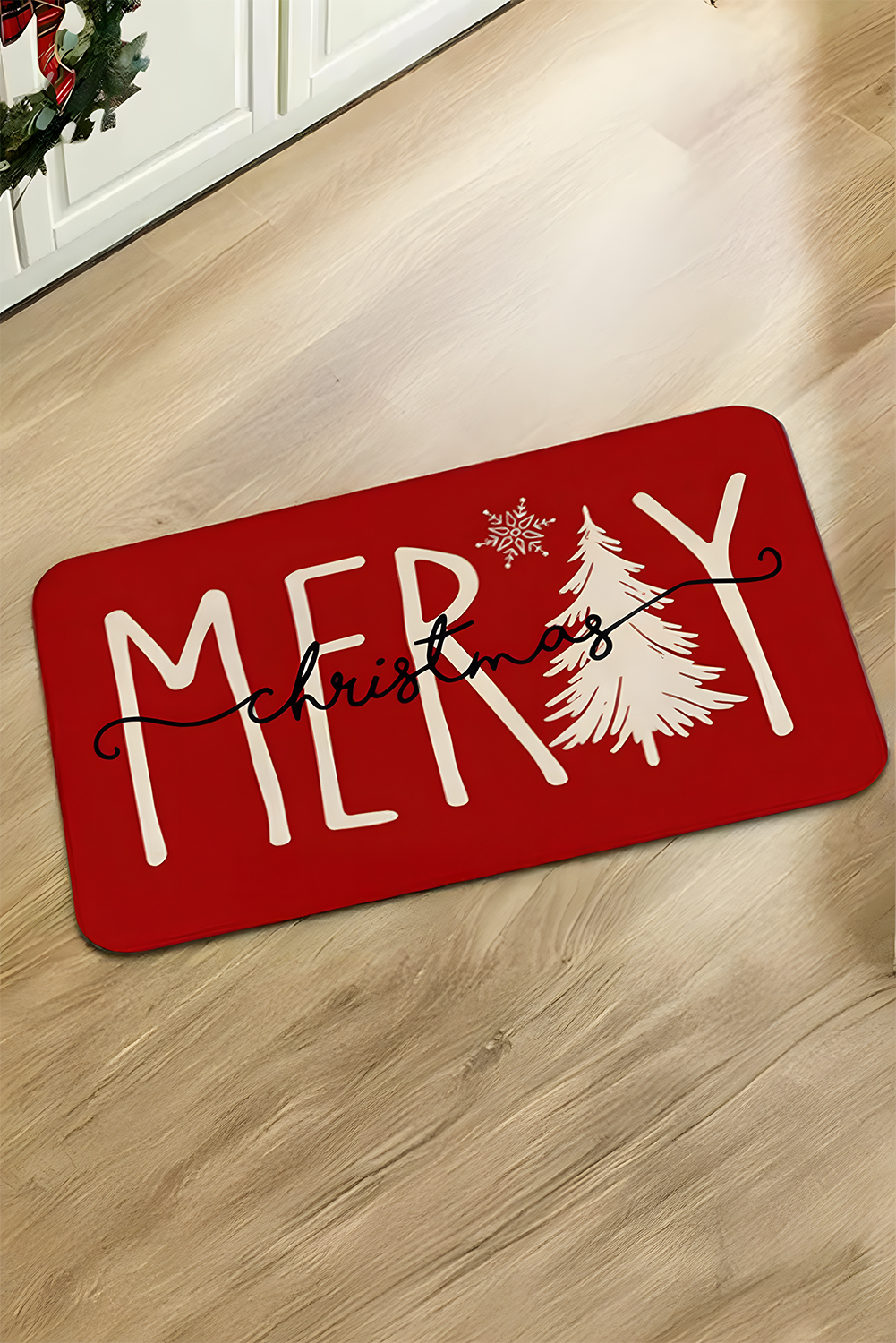 Fiery Red Merry Christmas Porch Decoration Anti-Slip Entrance Mat - loveforevers
