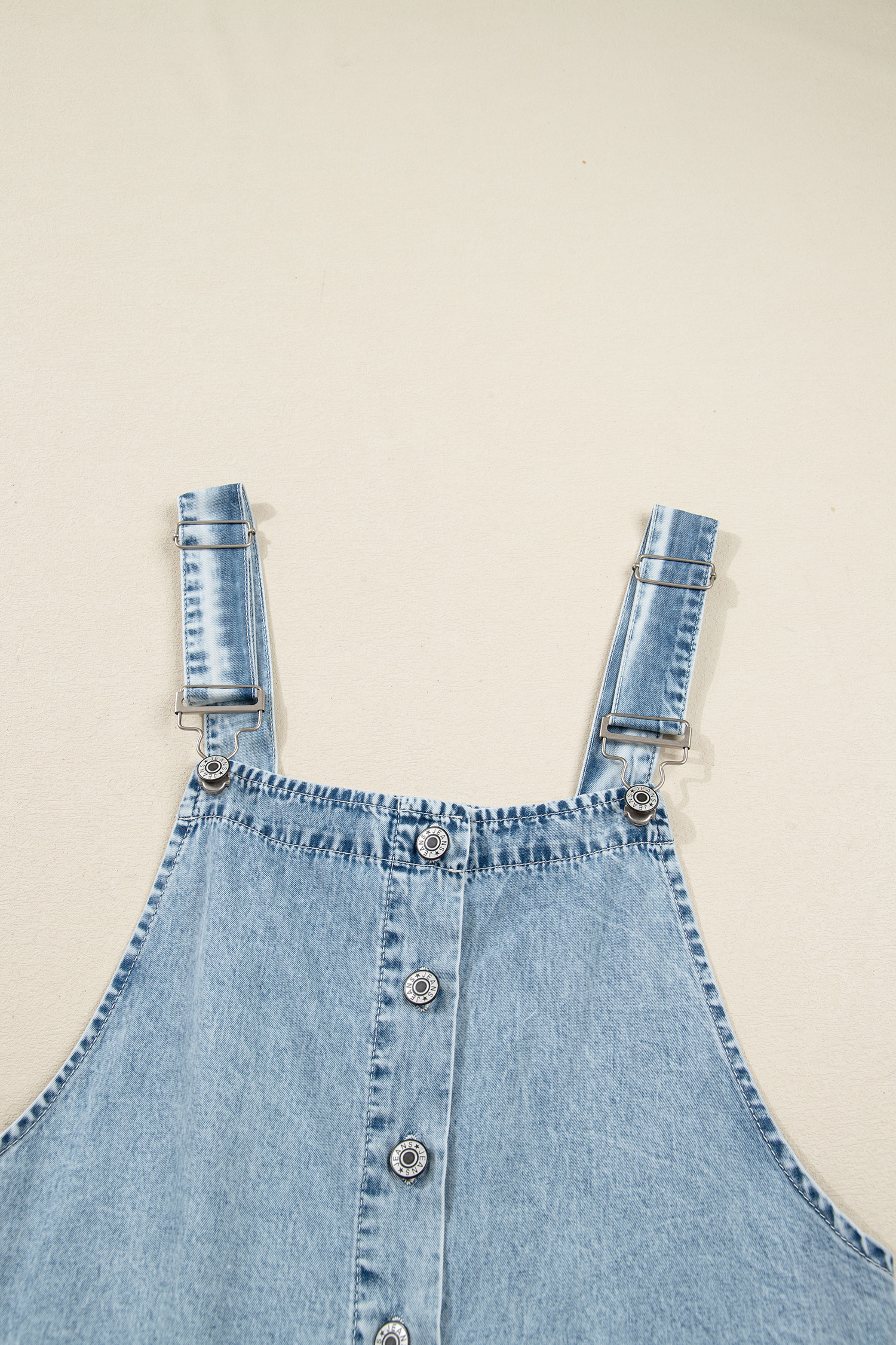 Dusk Blue Light Wash Tiered Flowy Overall Denim Dress - loveforevers