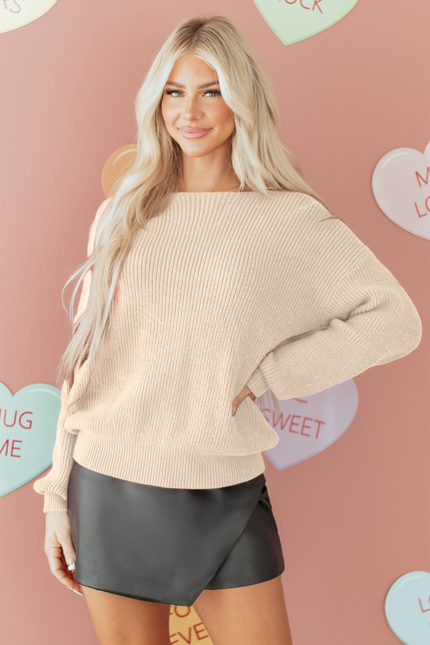 Black Ribbed Knit Ribbon Knot Backless Drop Shoulder Sweater - loveforevers
