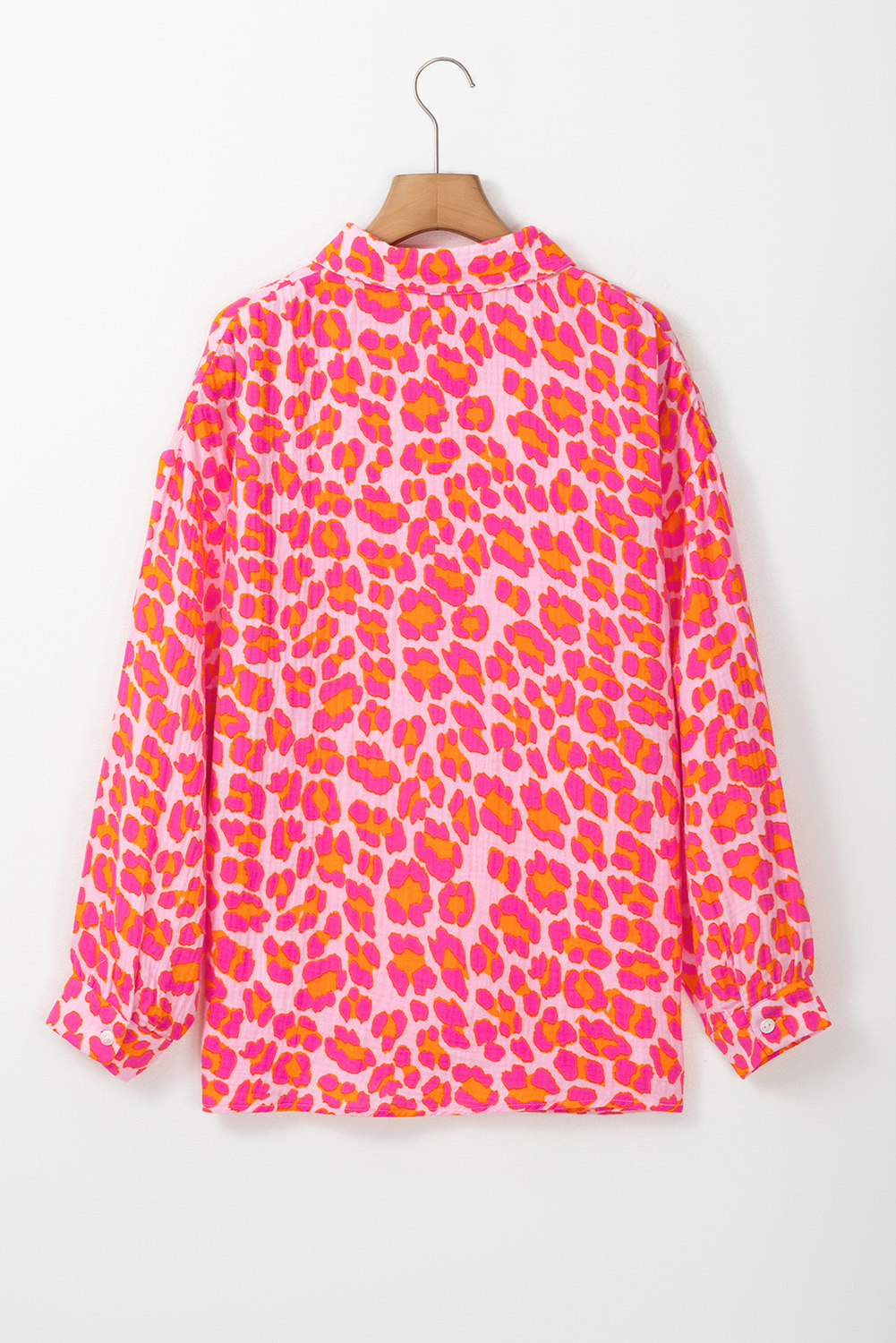 Rose Leopard Printed Button Up Loose Shirt - loveforevers