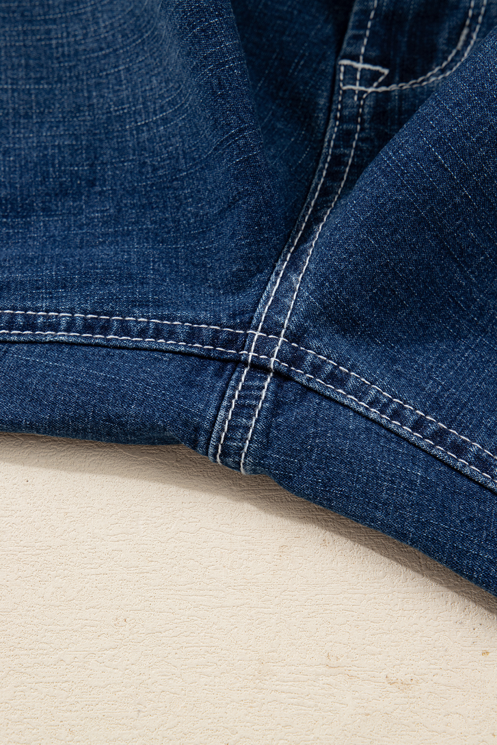 Sail Blue Stitched Waist Detail Loose Cuffed Jeans - loveforevers