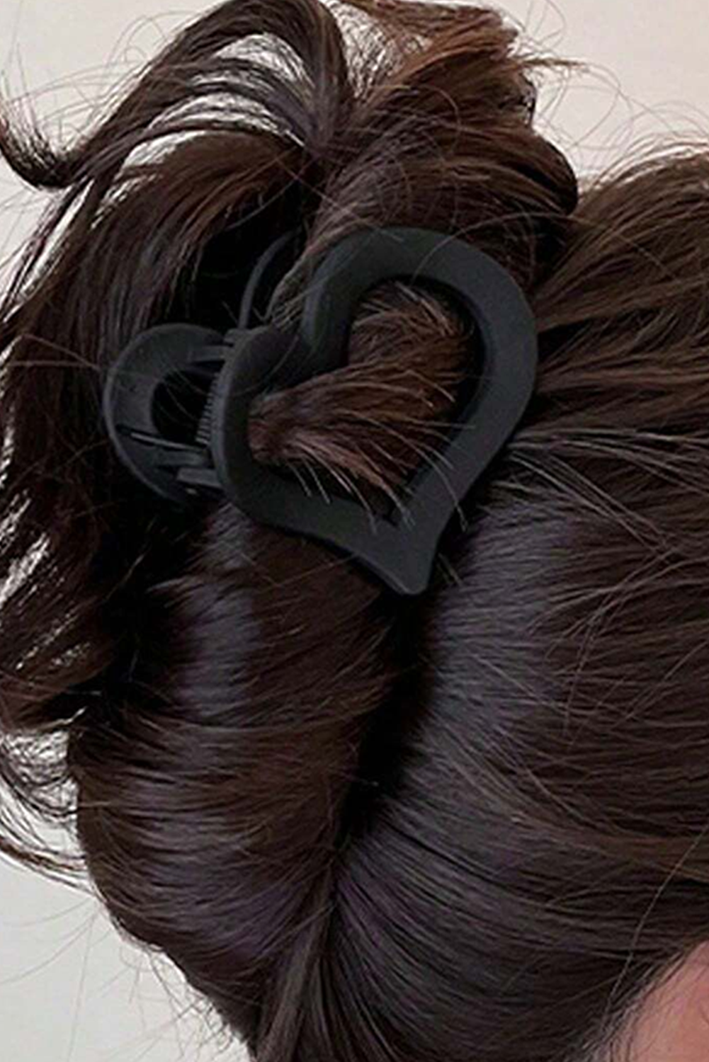 Black Cutout Heart Shape Frosted Small Hair Clip - loveforevers