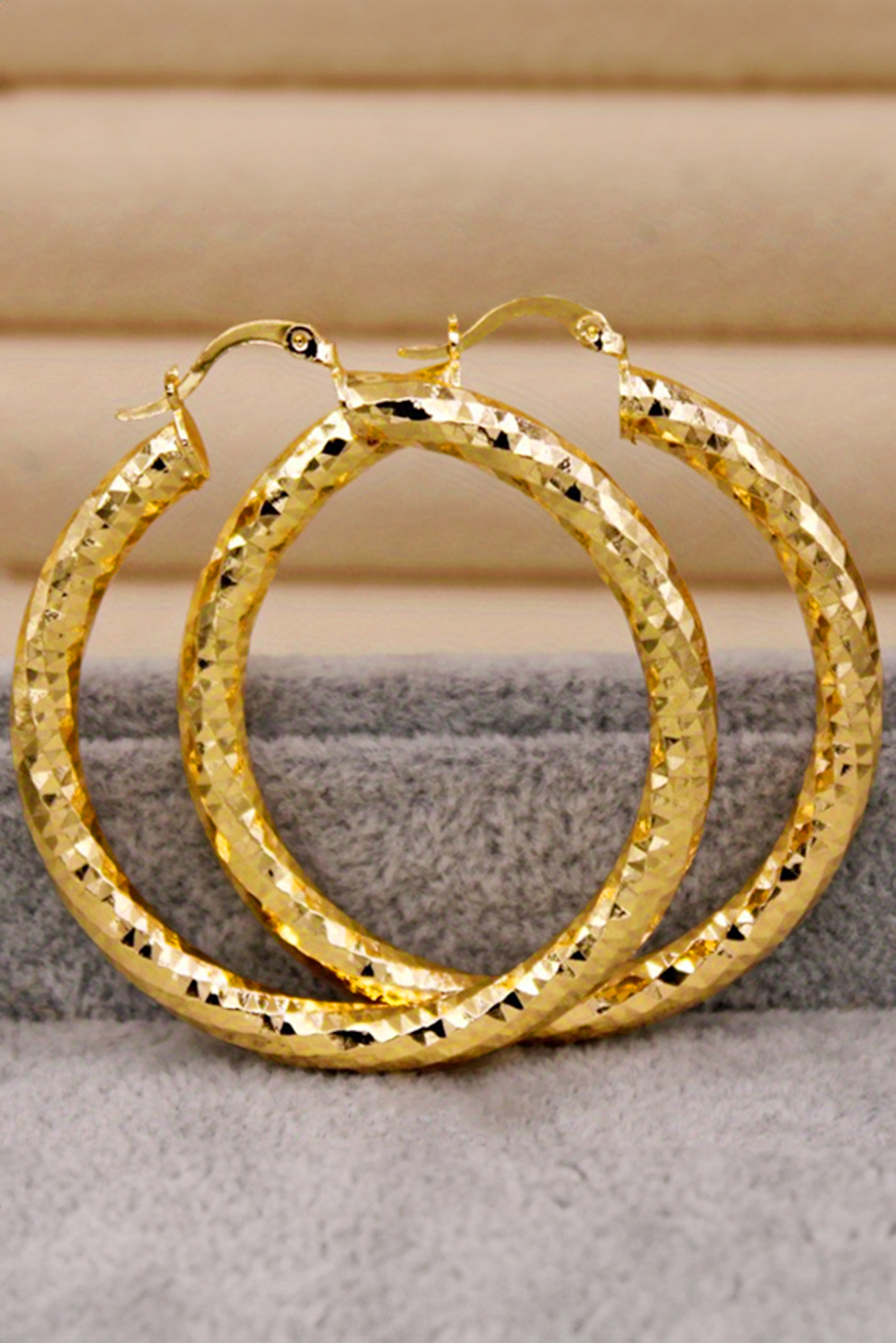 Gold Plated Diamond Cut Large Hoop Earrings - loveforevers