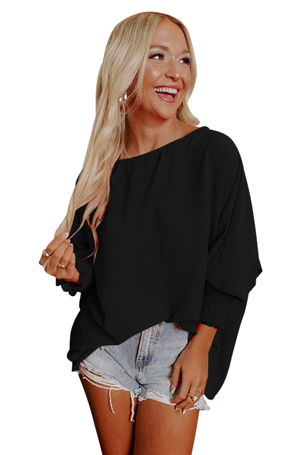 Green Smocked Wrist Shift Top - loveforevers