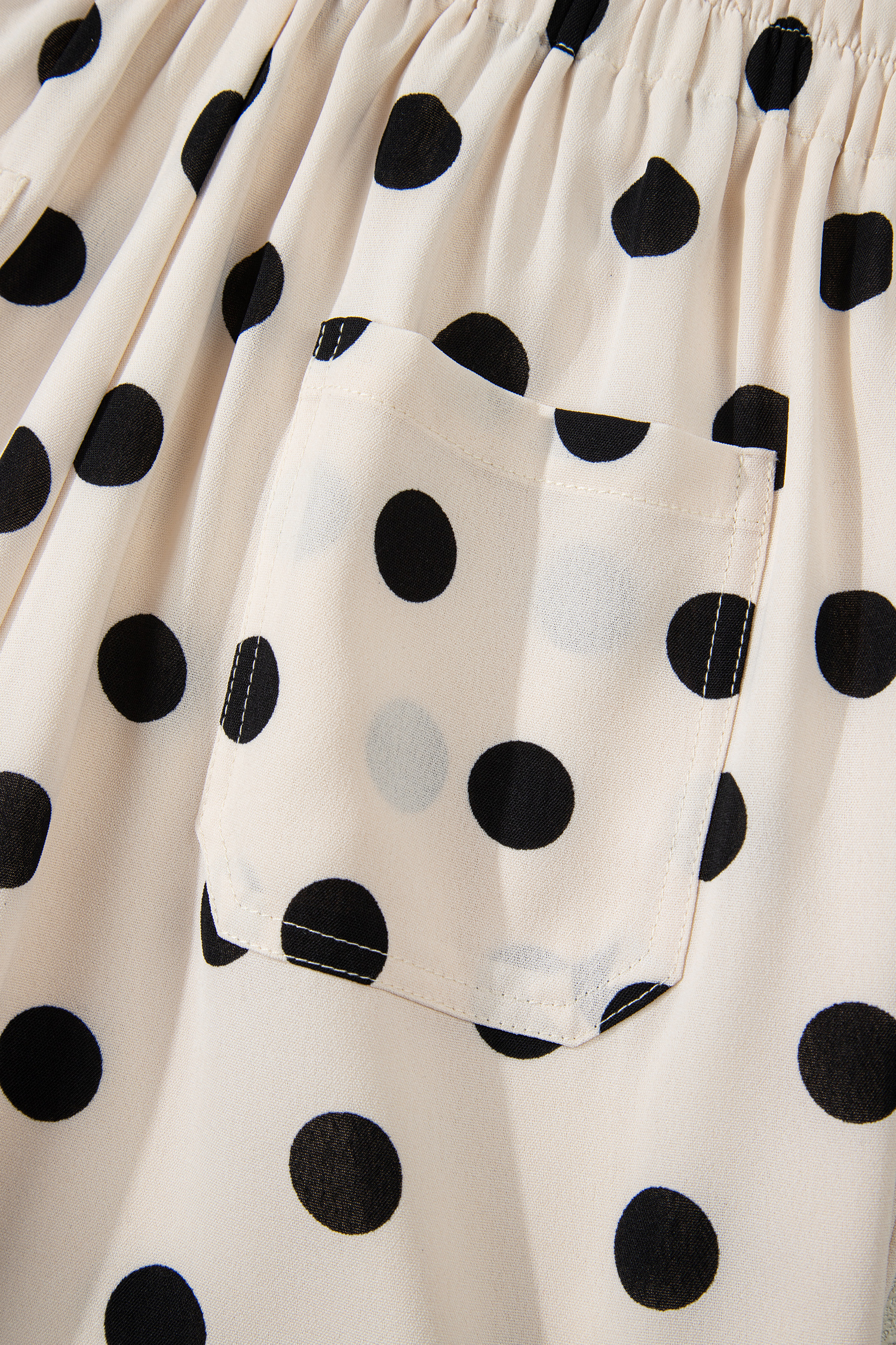 White Polka Dot Print Patched Pocket Loose Pants - loveforevers