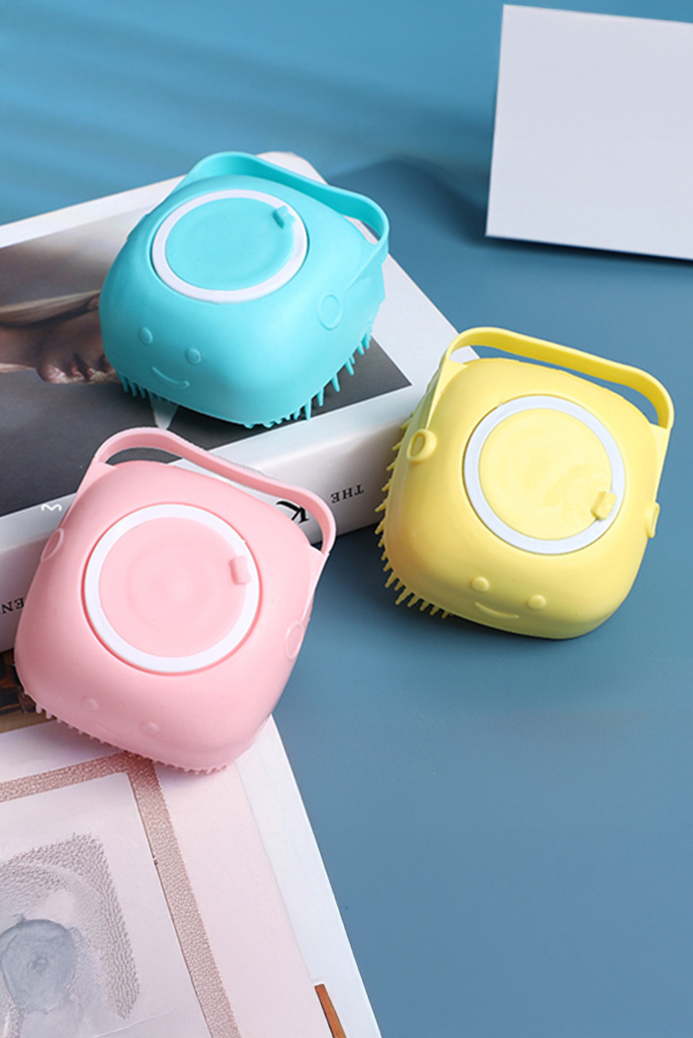 Pale Chestnut Silicone Pet Washer Brush with Shampoo Dispenser - loveforevers