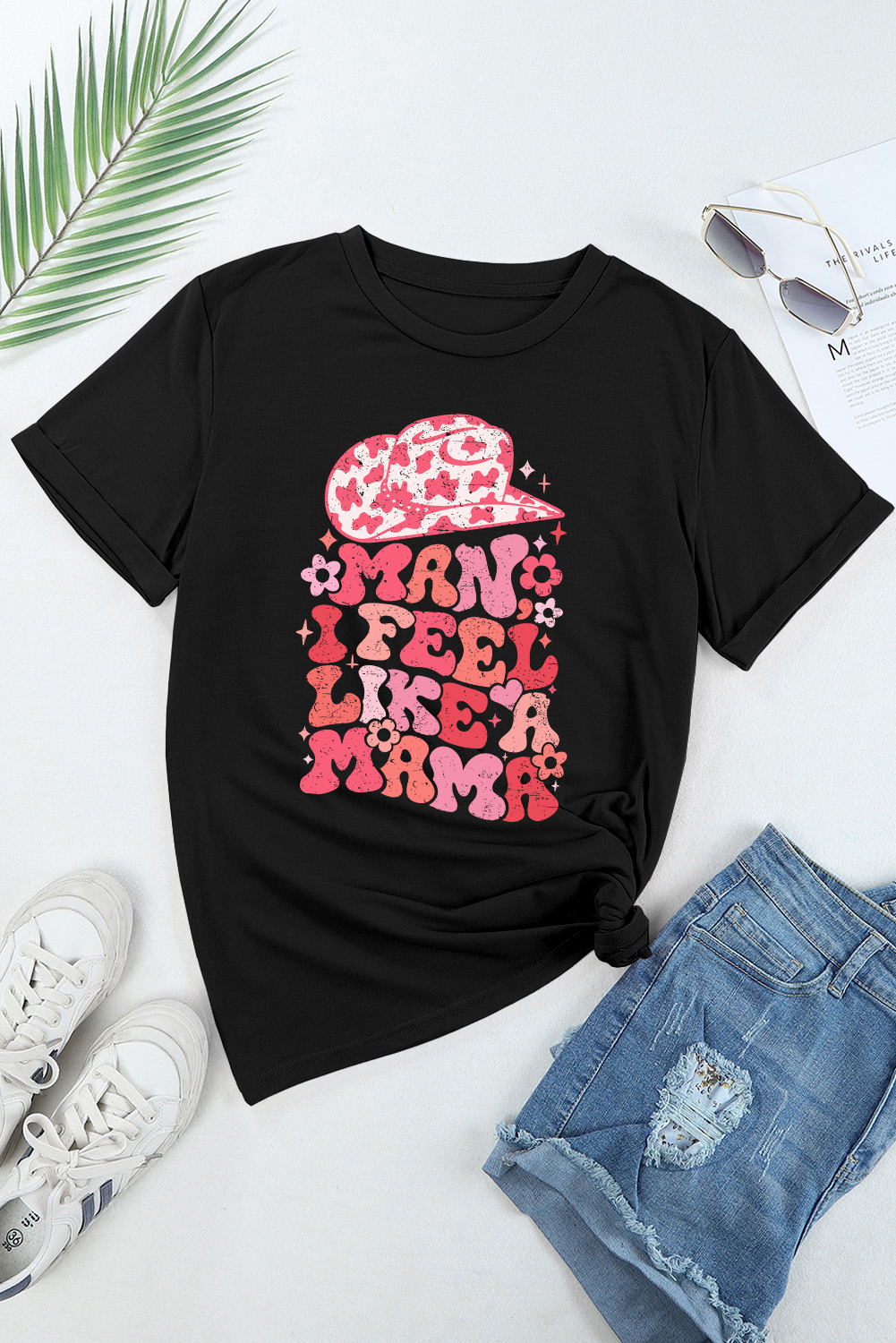 Black MAN I FEEL LIKE A MAMA Graphic Tee - loveforevers