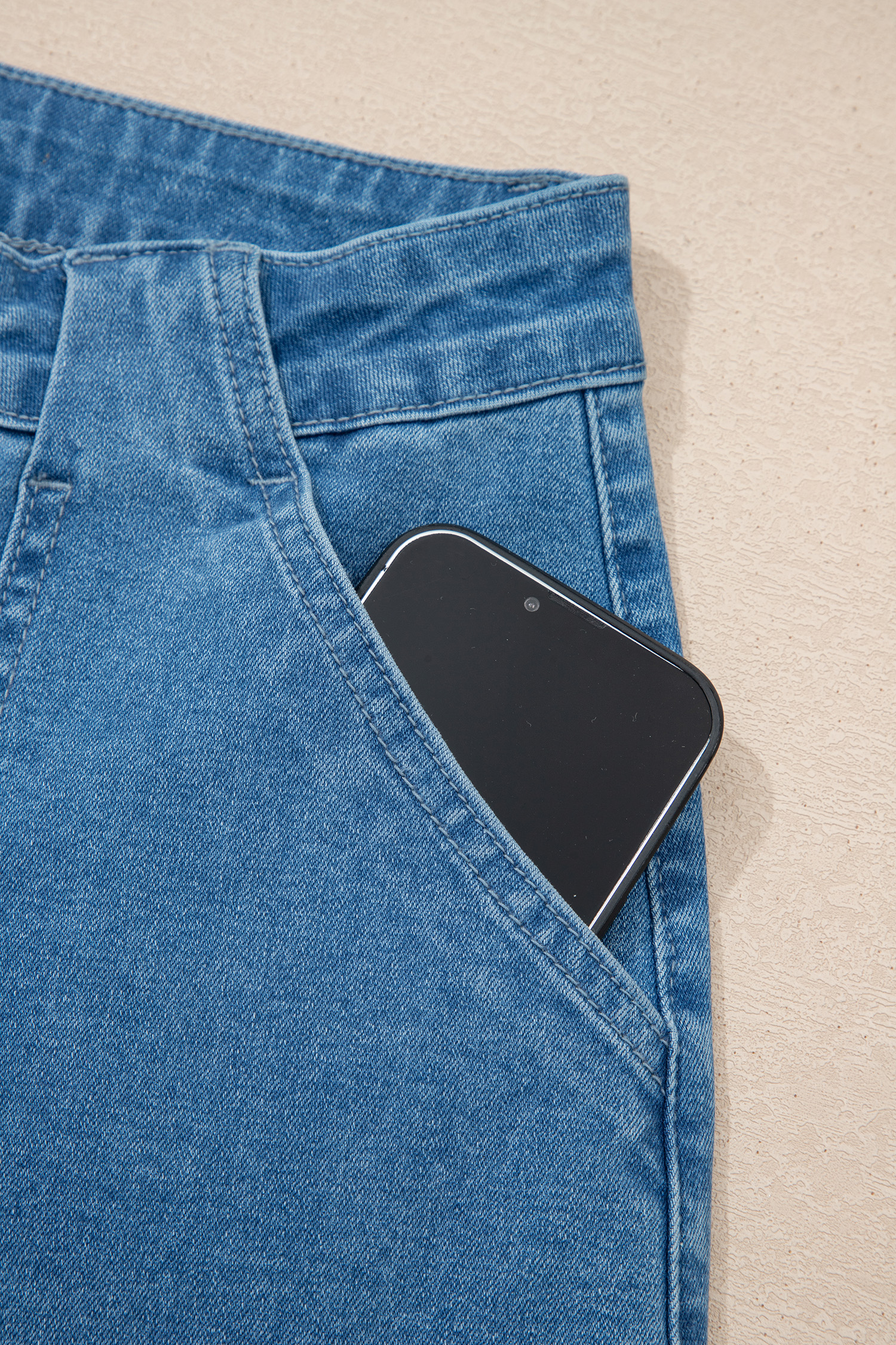 Dusk Blue Retro Washed Patch Pocket Loose Jeans - loveforevers