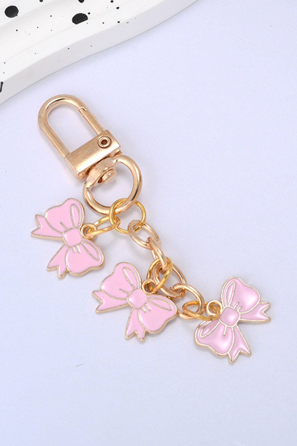 Pink Bow Knot Shape Charms Plated Alloy Keychain - loveforevers