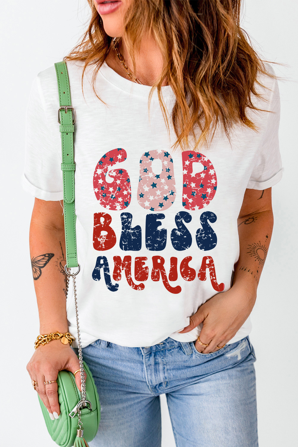 White God Bless America Graphic Tee - loveforevers