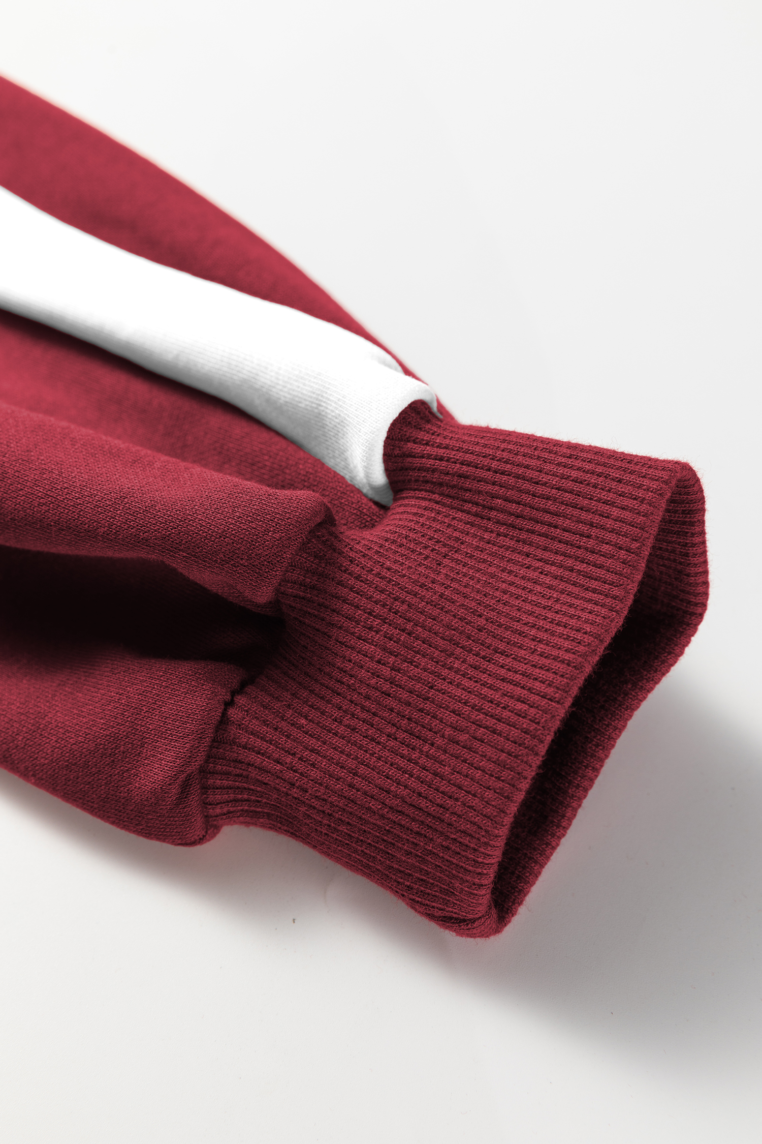 Burgundy Varsity Striped 3/4 Sleeve Pullover Drawstring Sweatpants Set - loveforevers