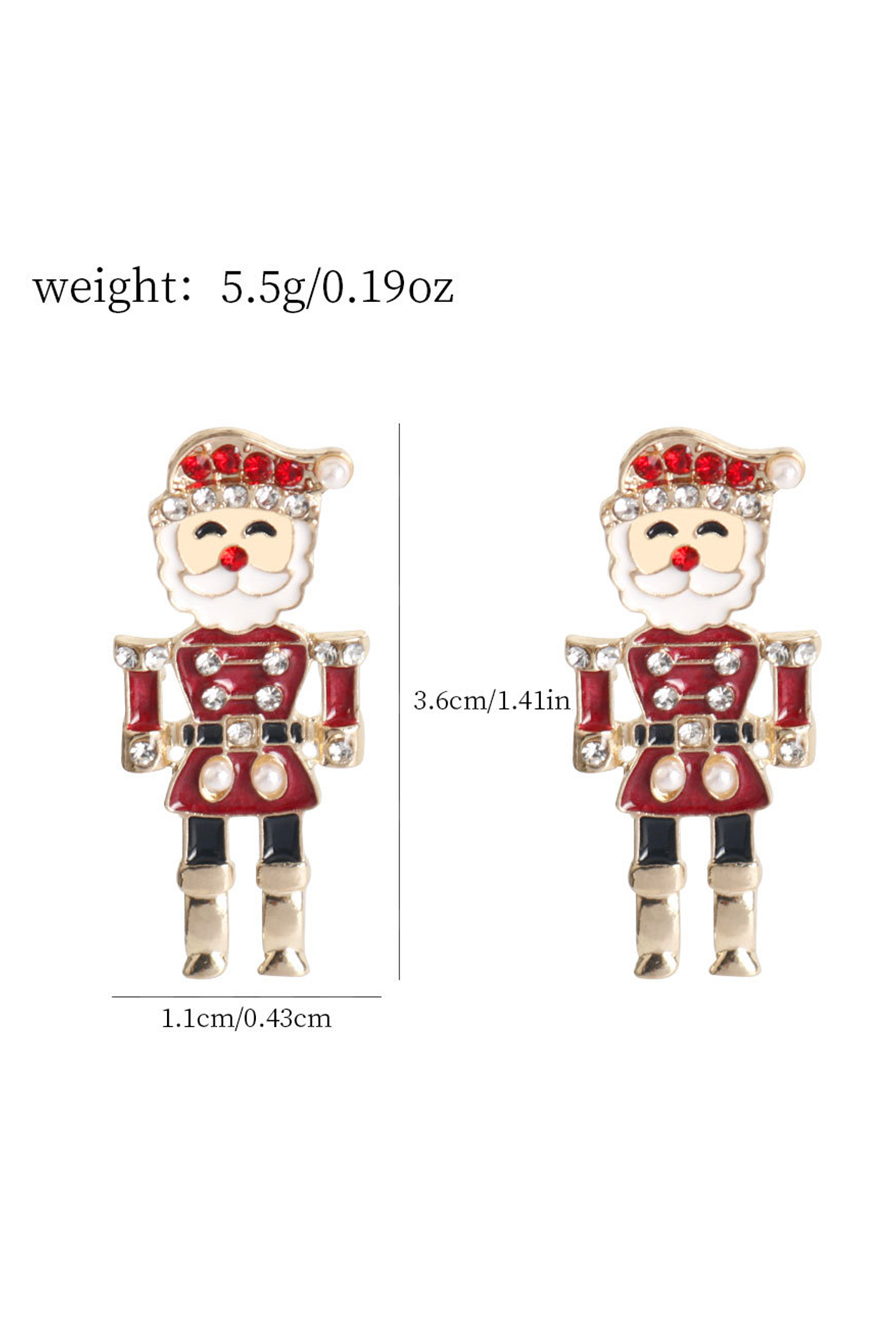 Fiery Red Pearl Rhinestone Embellished Christmas Enamel Nutcracker Earrings - loveforevers