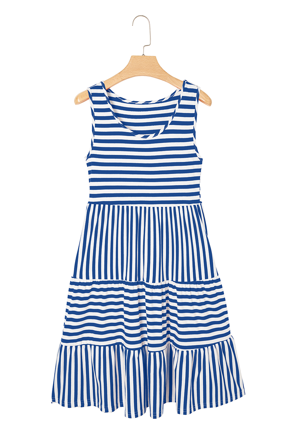 Black Stripe U Neck Sleeveless Loose Fit Mini Dress - loveforevers