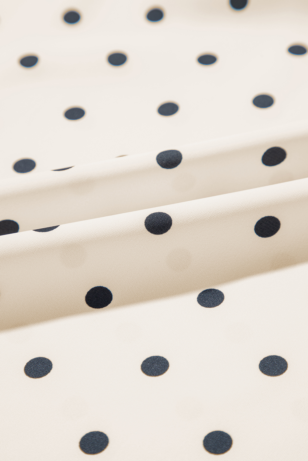 Apricot Polka Dot Print Frilled Collar Lantern Sleeve Blouse - loveforevers