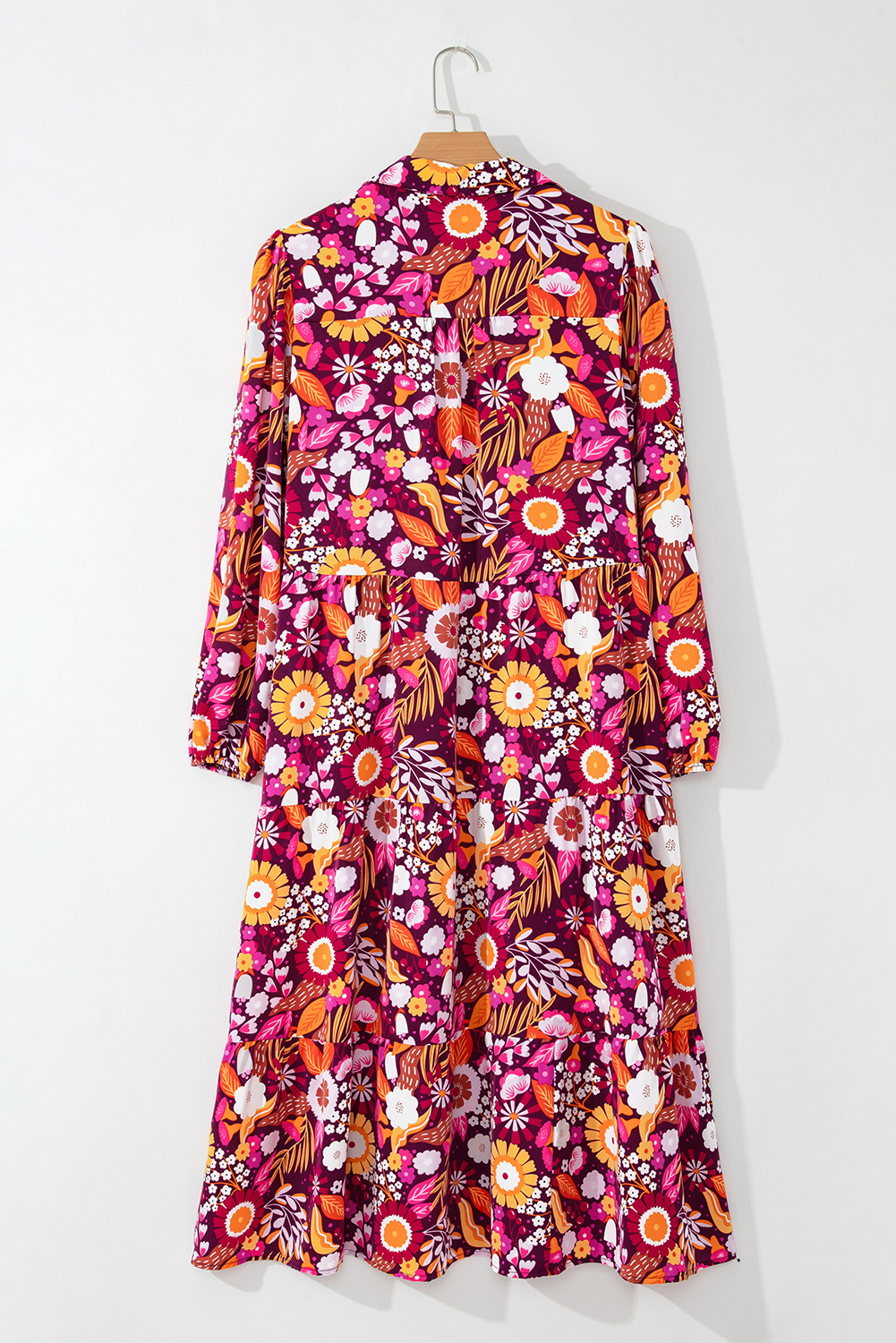 Purple Collared Tiered Flowy Long Dress - loveforevers