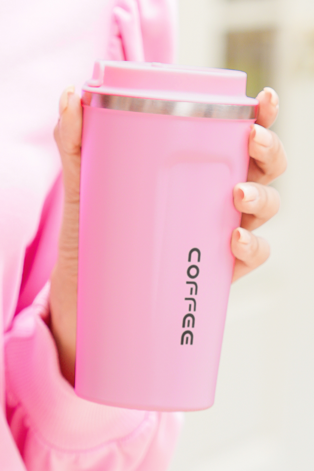 Pink 510ml Stainless Steel Insulated Reusable Travel Coffee Cup - loveforevers