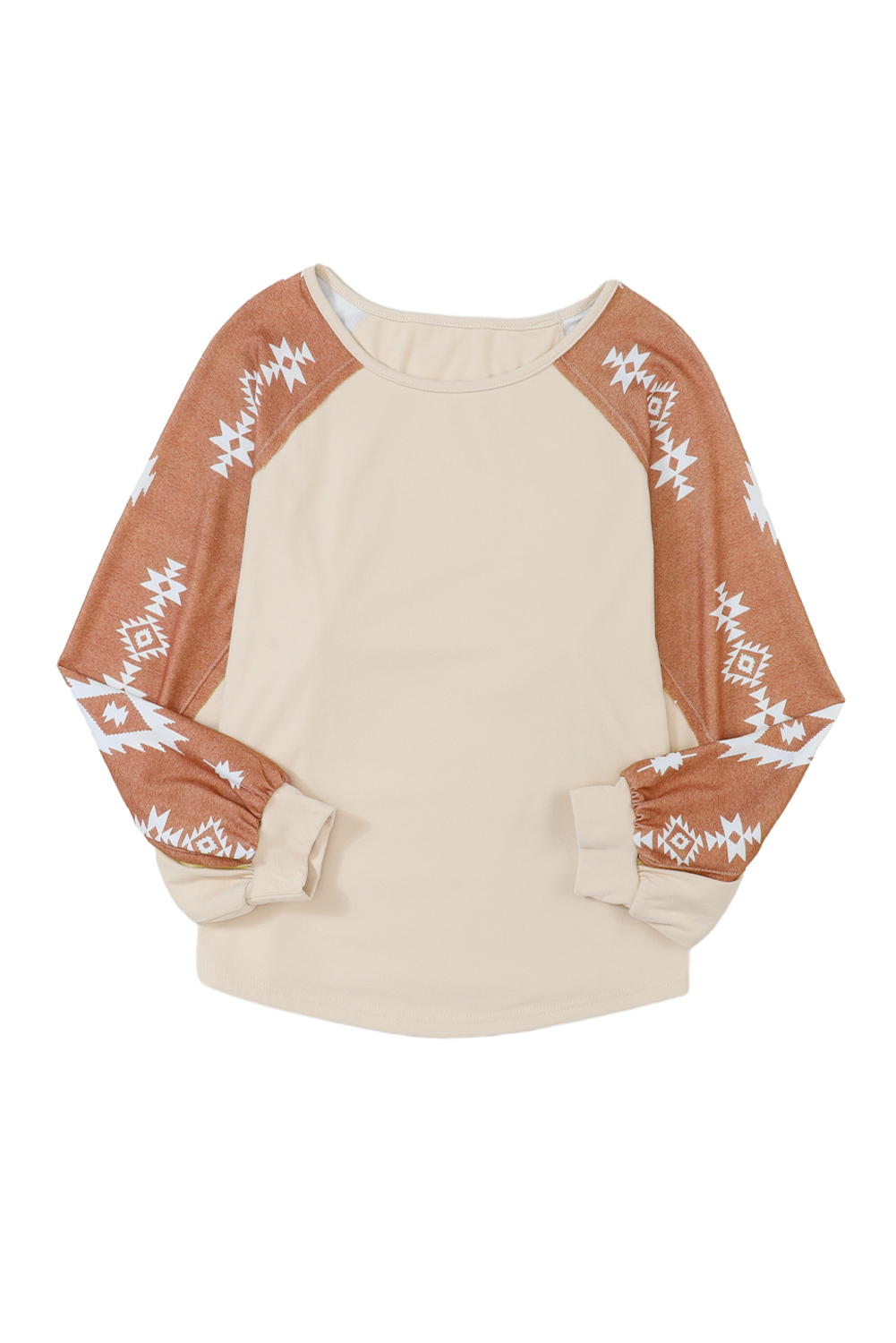 Apricot Western Print Patch Long Sleeve Top - loveforevers