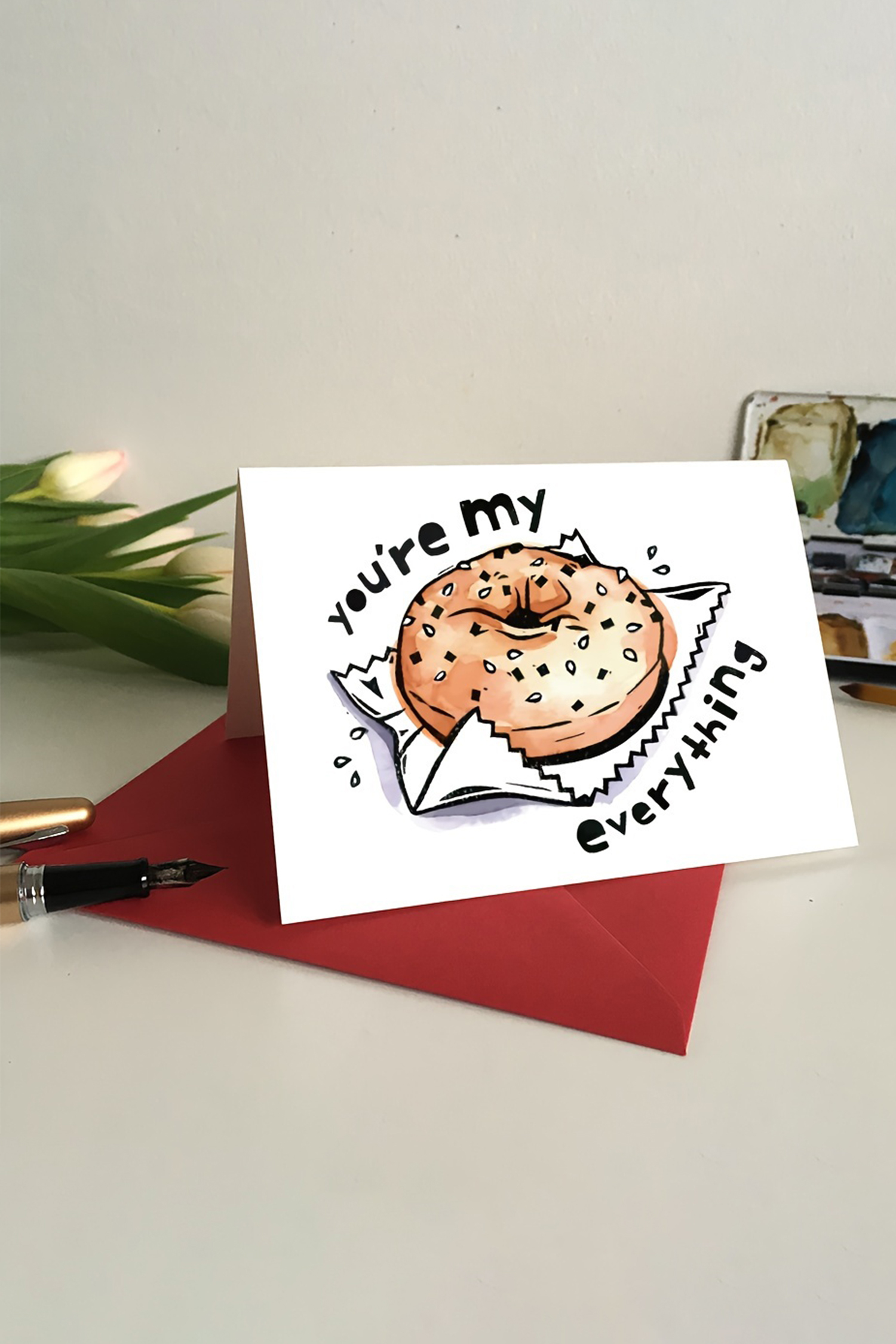 White Youre My Everything Bagel Card - loveforevers