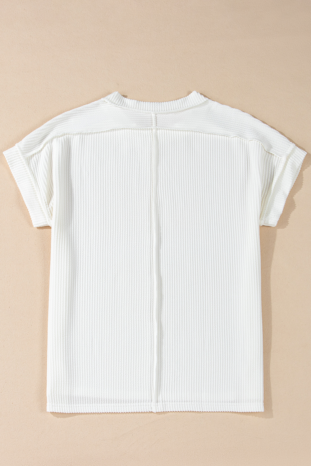 White Textured Knit Exposed Stitching T-shirt - loveforevers