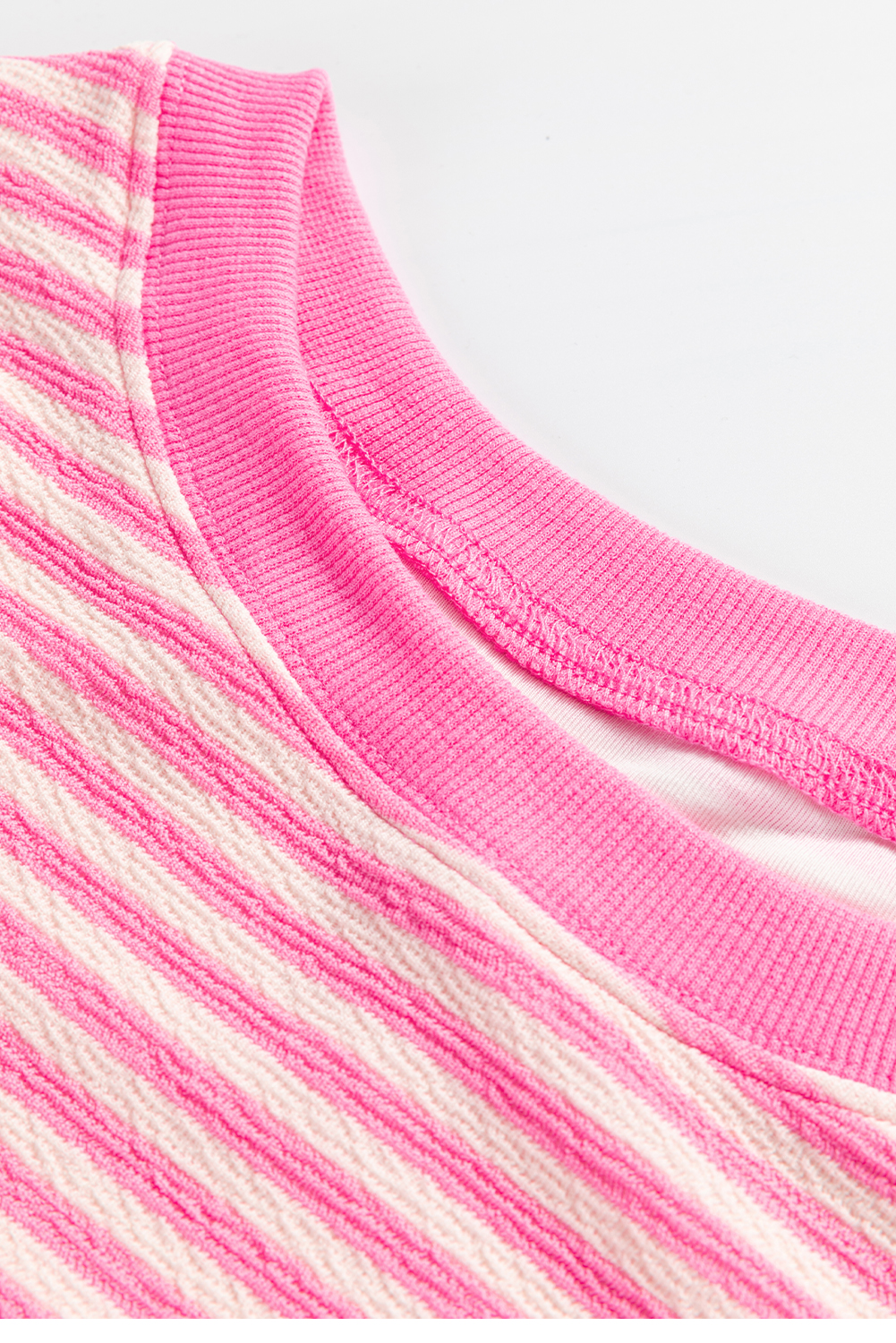 Pink Stripe Loose Drop Shoulder Long Sleeve Top - loveforevers