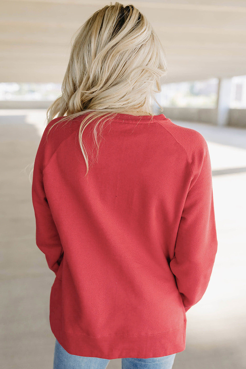 Fiery Red Chenille MERRY Christmas Raglan Sleeve Sweatshirt - loveforevers