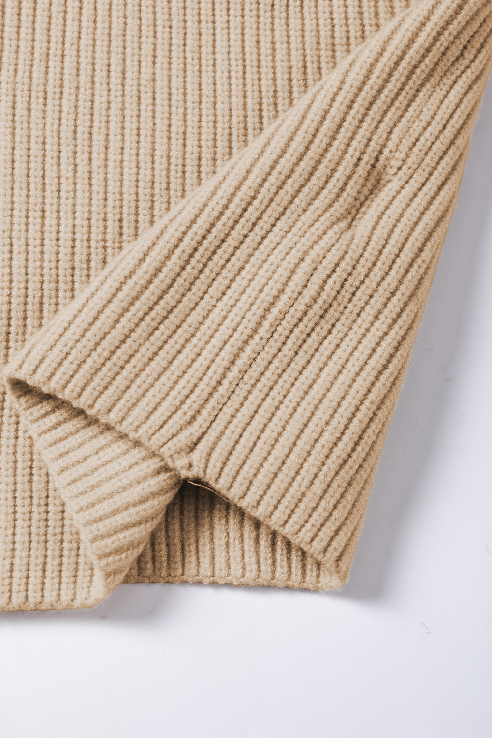 Apricot Chest Pocket V Neck Ribbed Cap Sleeve Sweater - loveforevers