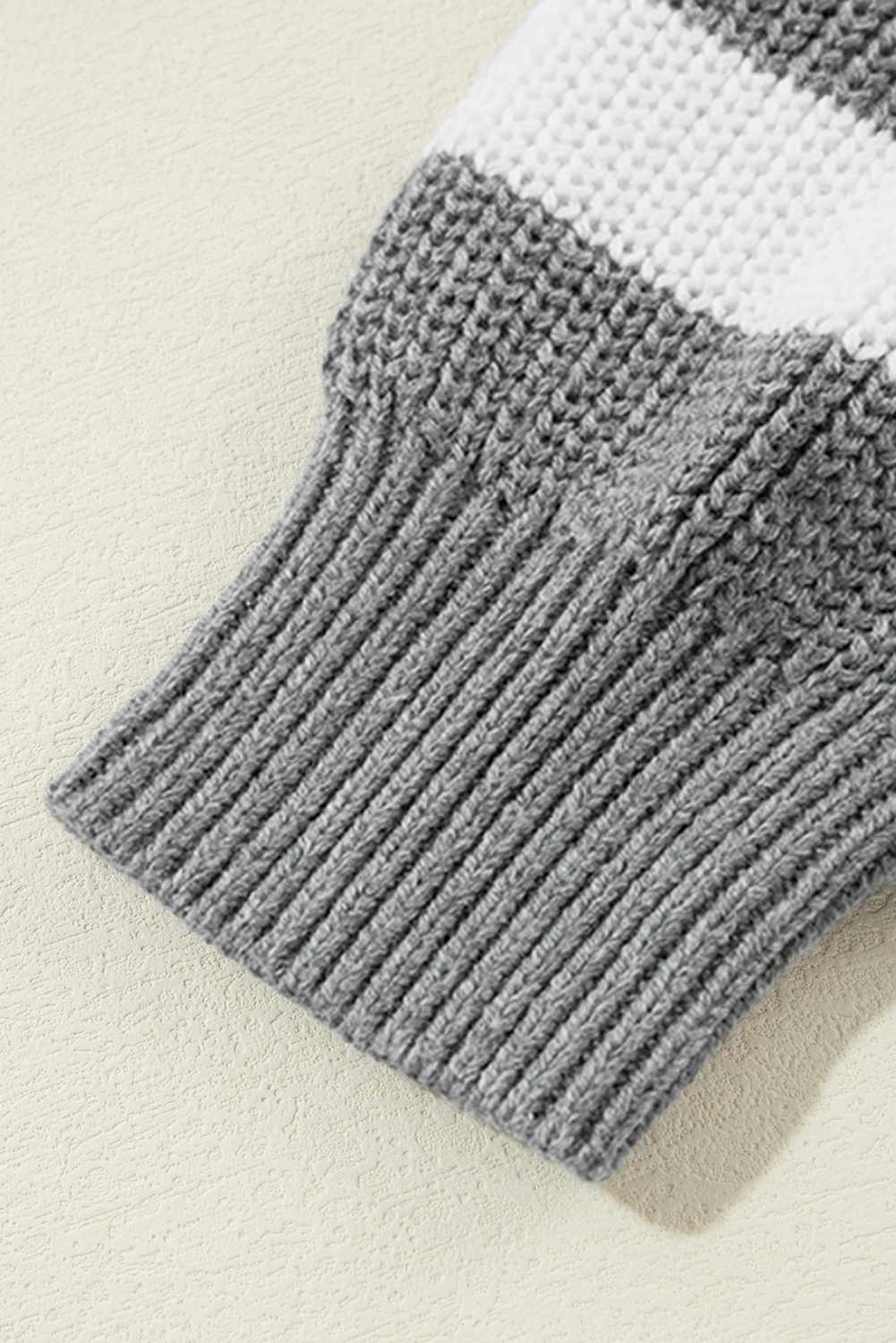 Gray Stripe Geometric Textured Drop Shoulder Sweater - loveforevers