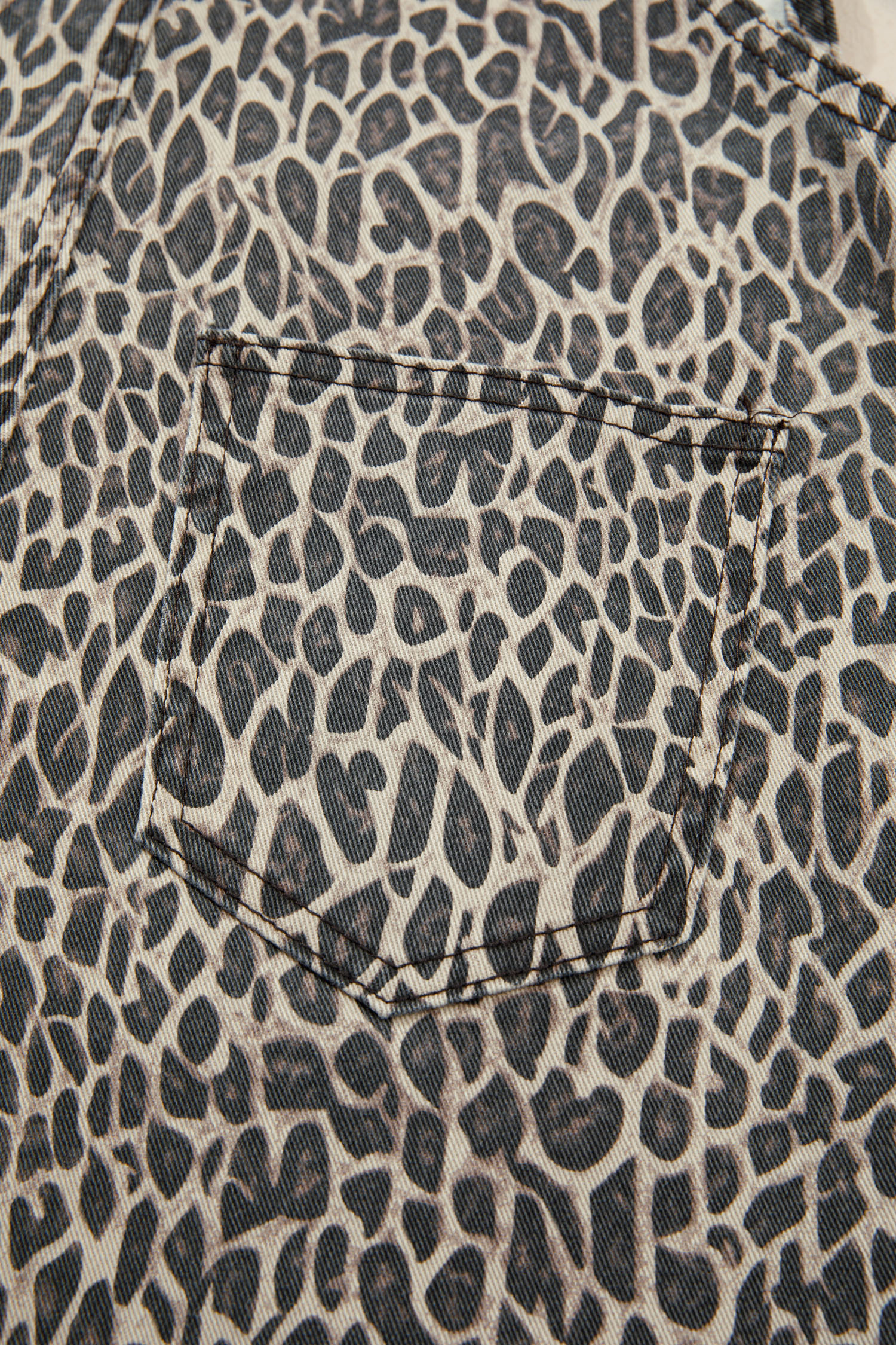 Brown  Leopard Print Straight Leg Loose Denim Overall Jumpsuit - loveforevers